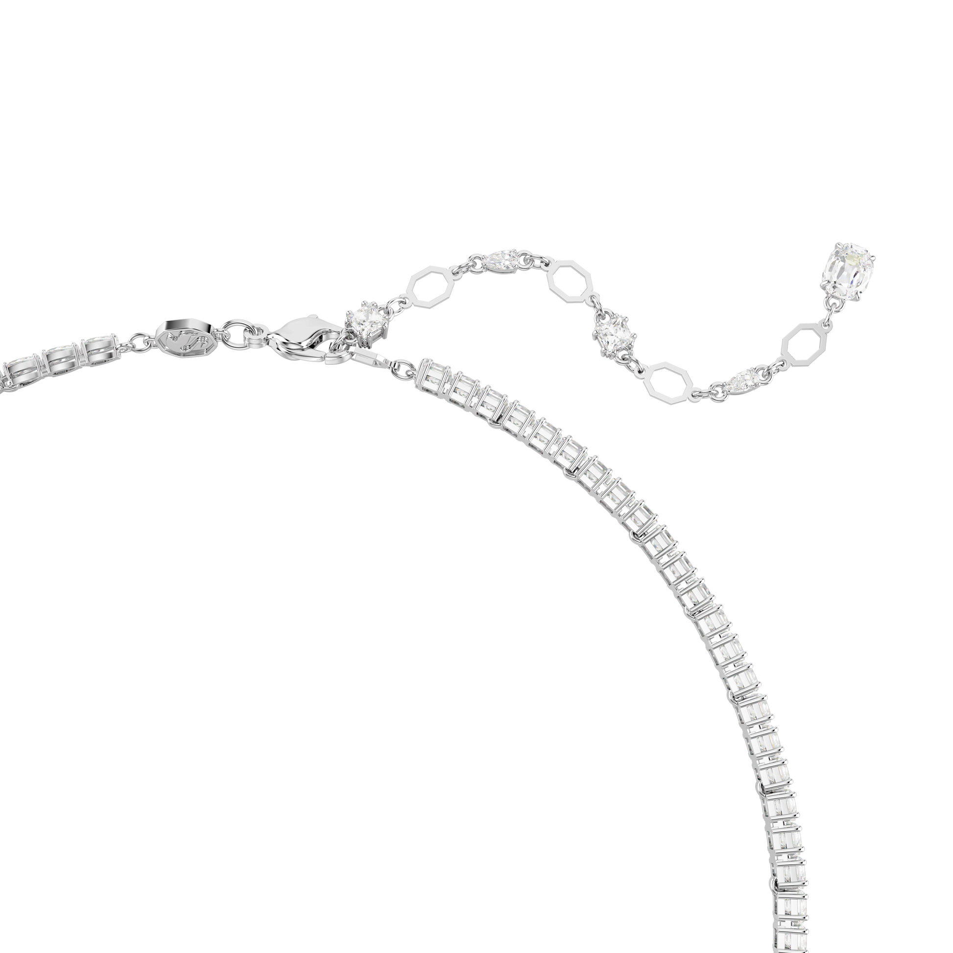 Matrix Y necklace, Mixed cuts, White, Rhodium plated 5692533