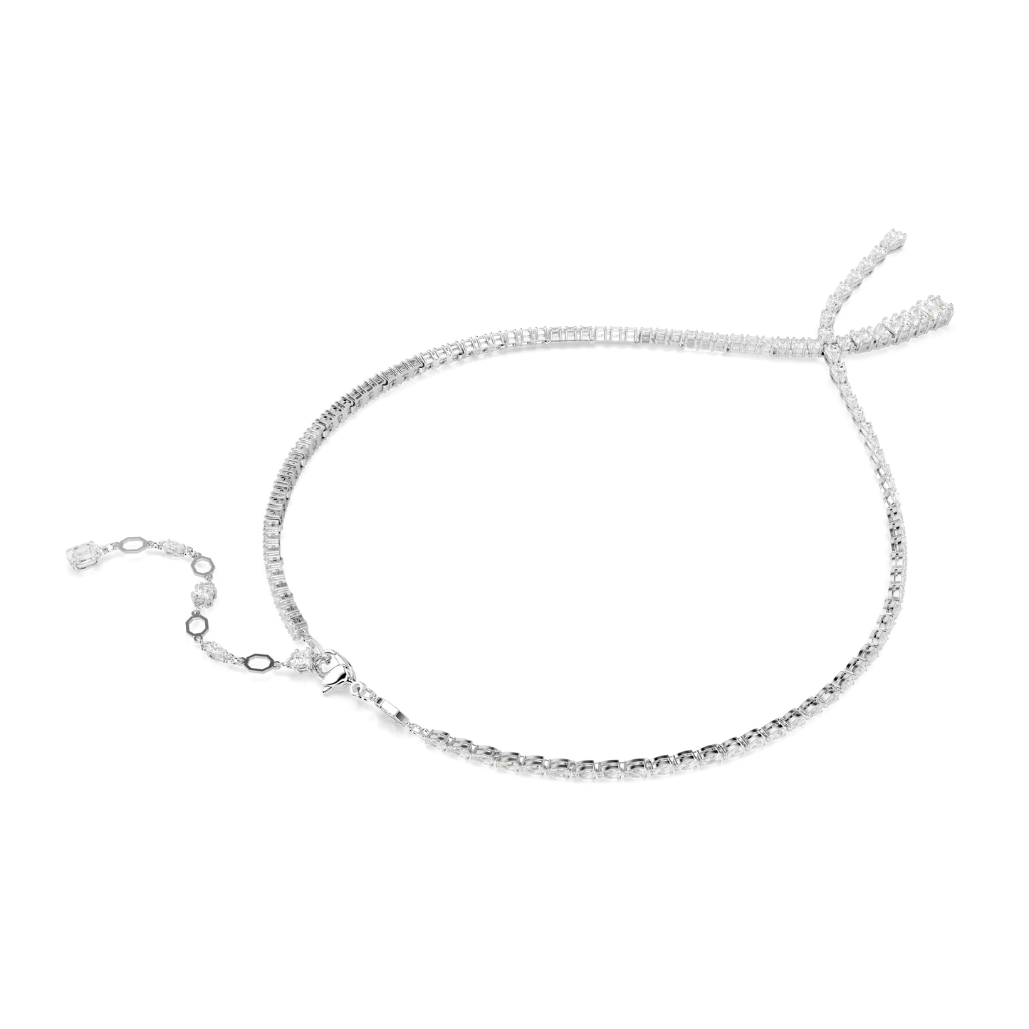 Matrix Y necklace, Mixed cuts, White, Rhodium plated 5692533