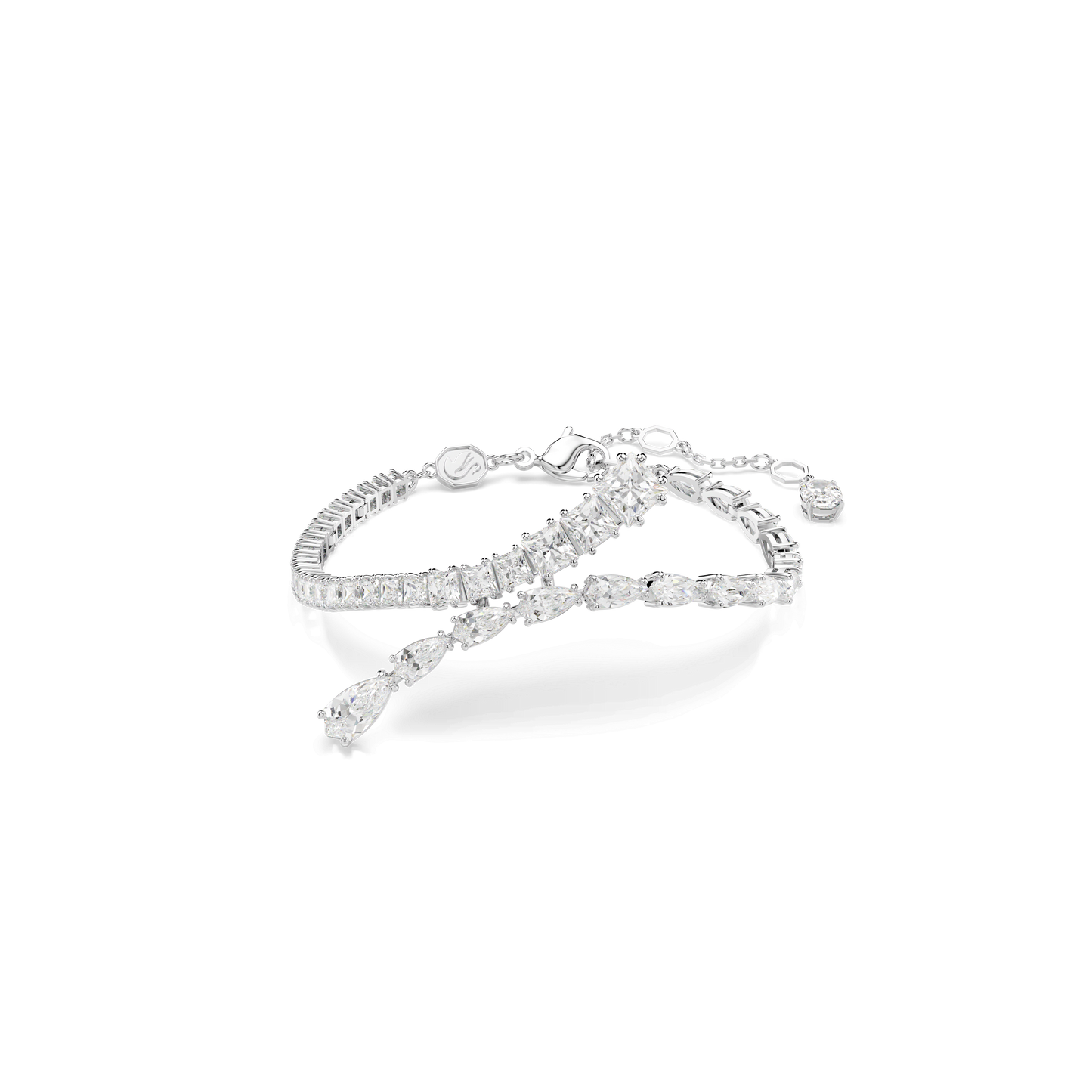 Matrix bracelet, Mixed cuts, White, Rhodium plated 5693154