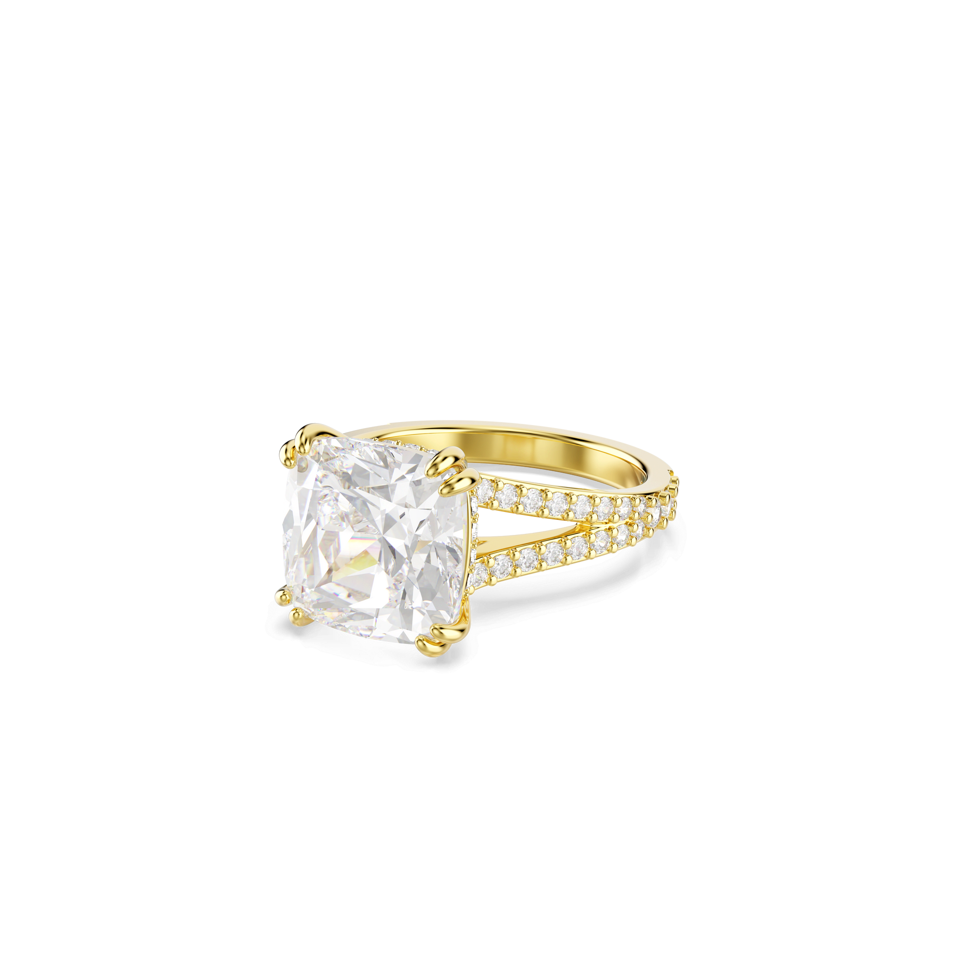 Stilla cocktail ring, Square cut, Pavé, White, Gold-tone plated 5693501