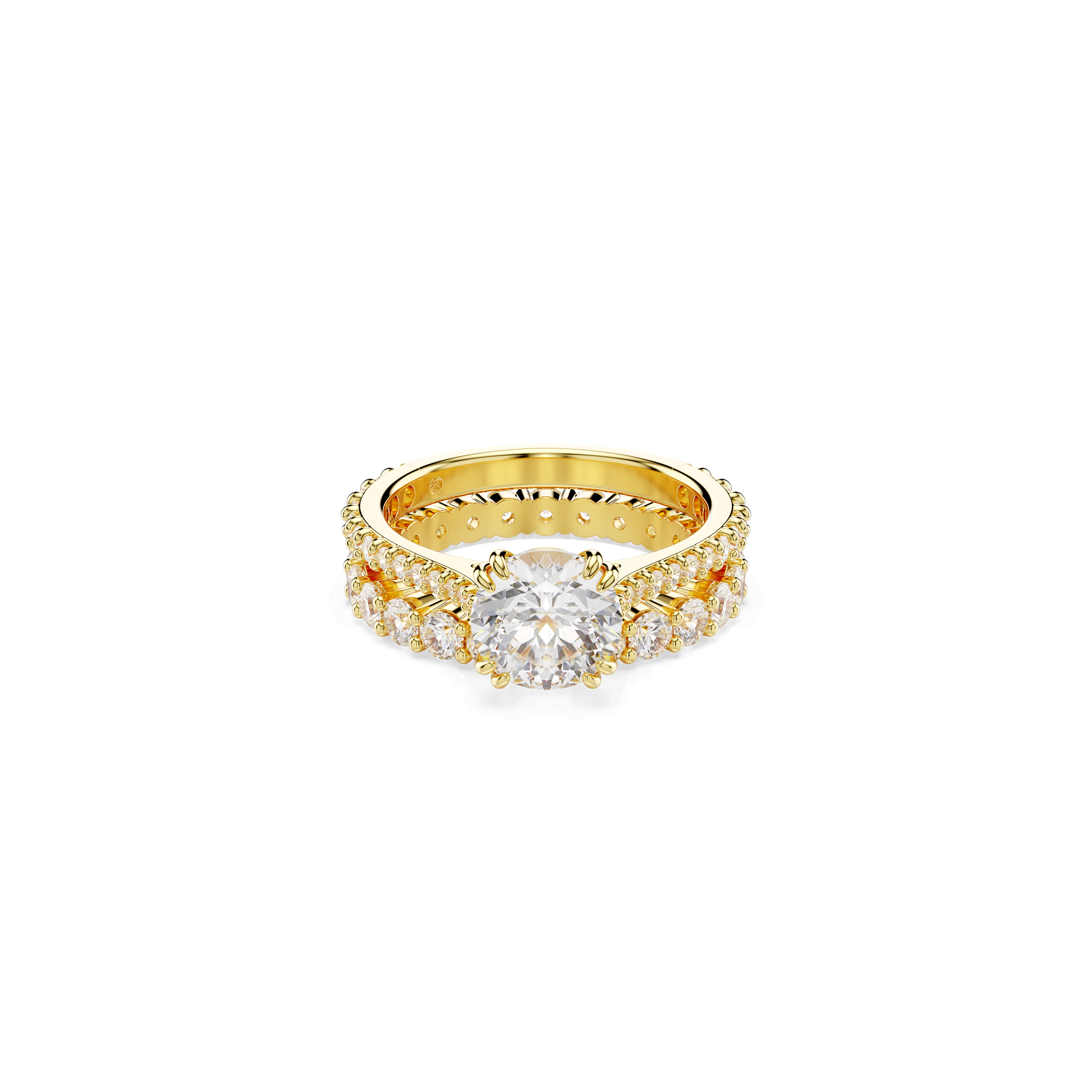 Stilla ring, Set (2), Round cut, White, Gold-tone plated 5693506
