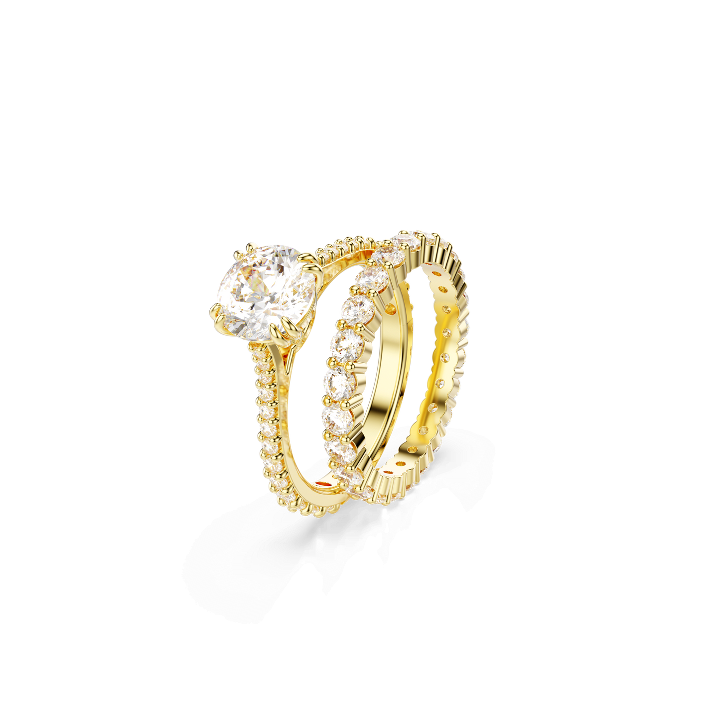 Stilla ring, Set (2), Round cut, White, Gold-tone plated 5693507