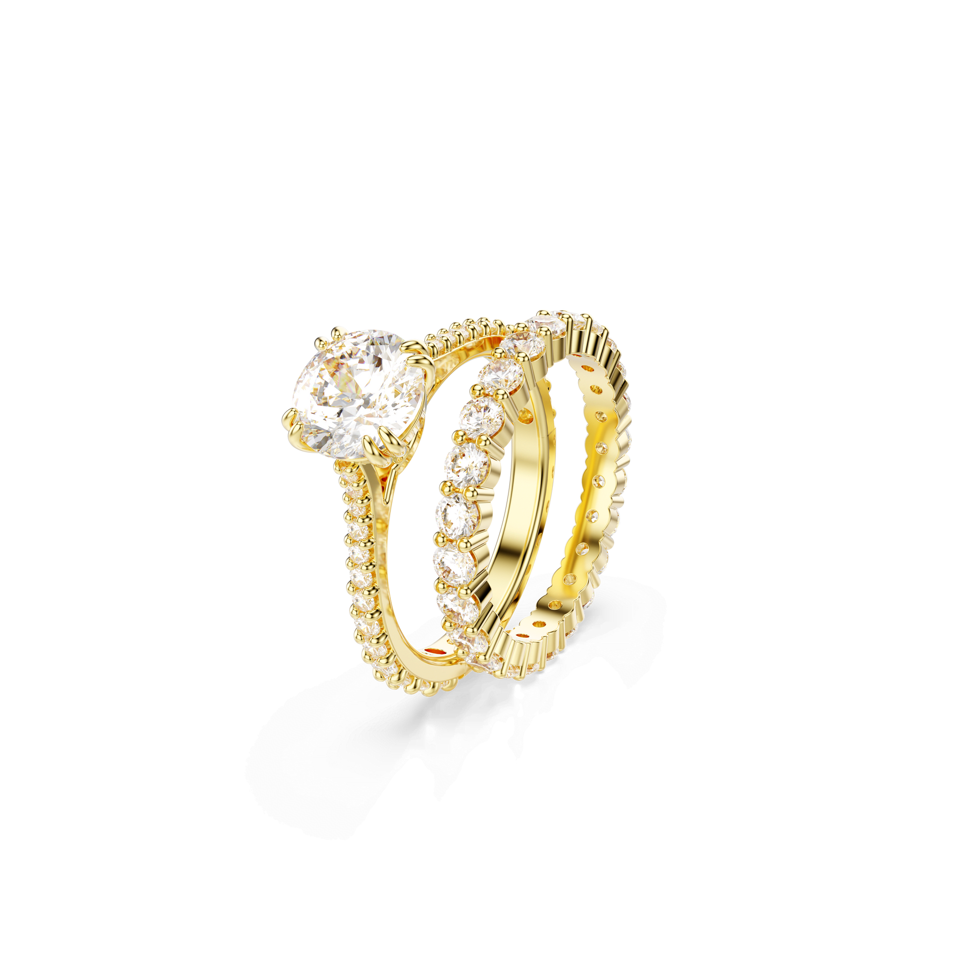 Stilla ring, Set (2), Round cut, White, Gold-tone plated 5693507