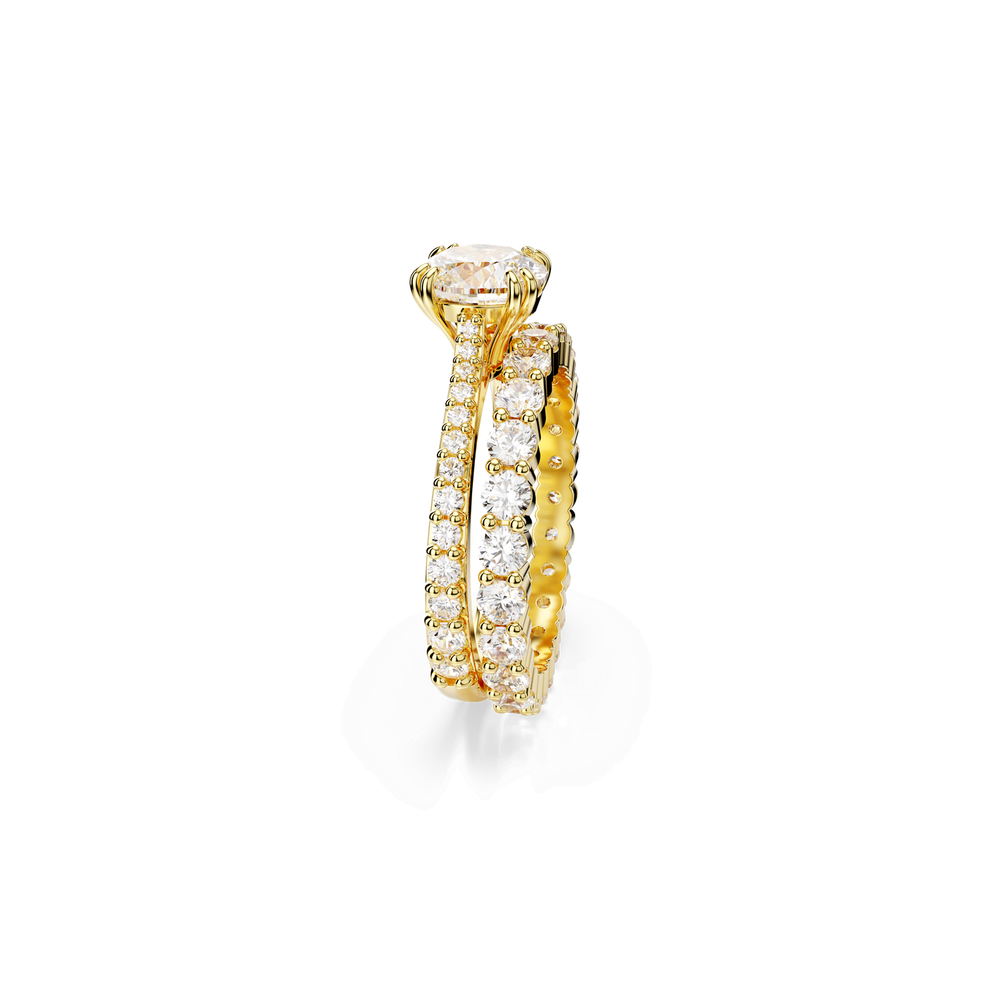 Stilla ring, Set (2), Round cut, White, Gold-tone plated 5693508