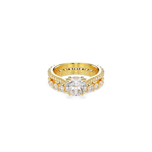 Stilla ring, Set (2), Round cut, White, Gold-tone plated 5693508