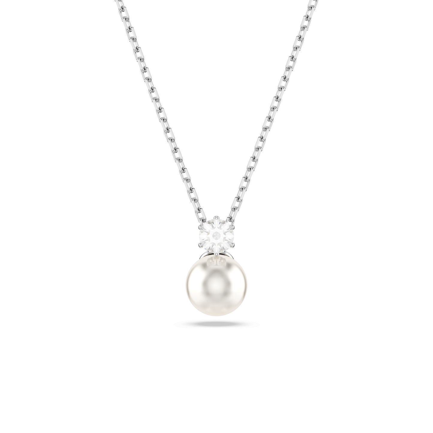 Matrix pendant, Crystal pearl, Round cut, White, Rhodium plated 5693897
