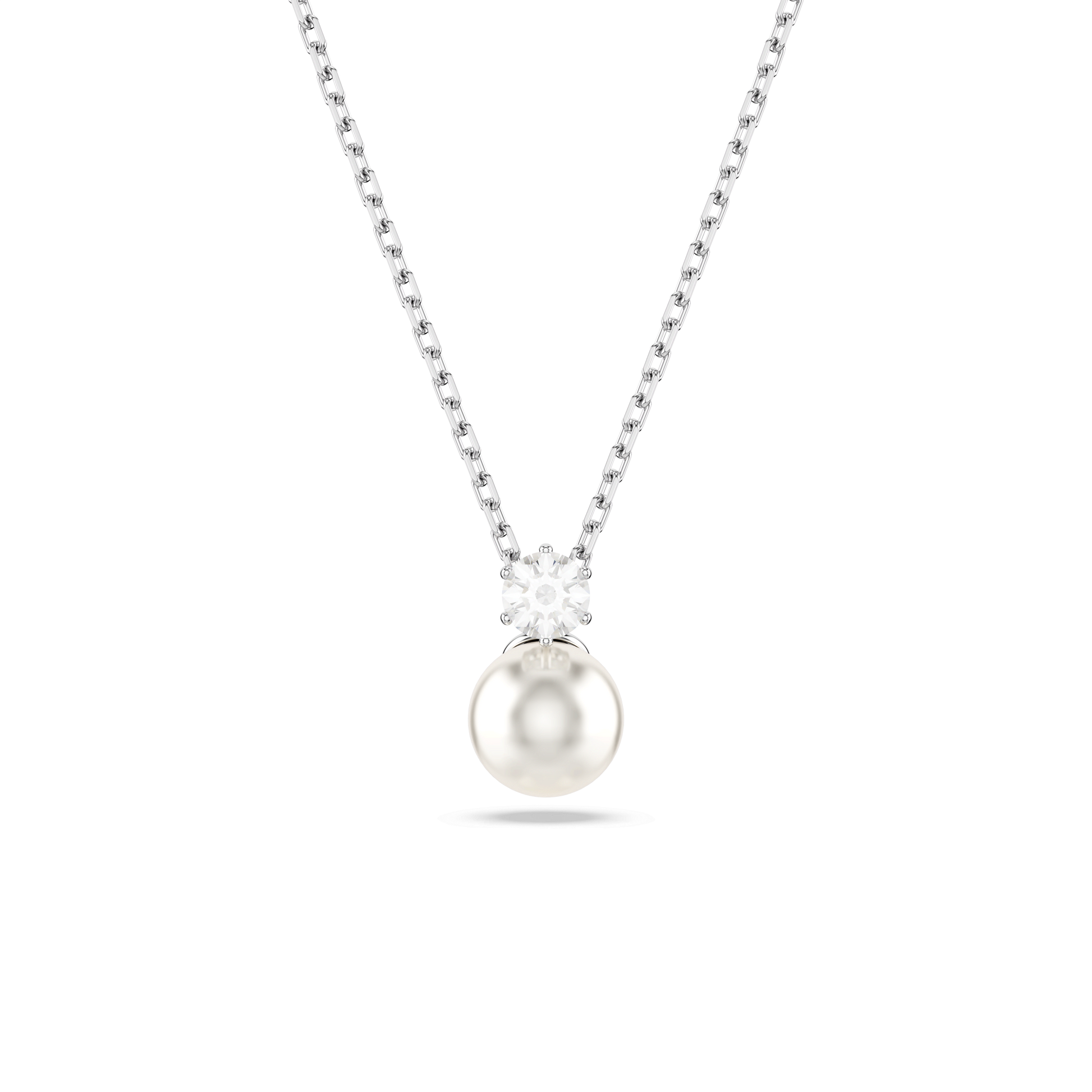 Matrix pendant, Crystal pearl, Round cut, White, Rhodium plated 5693897