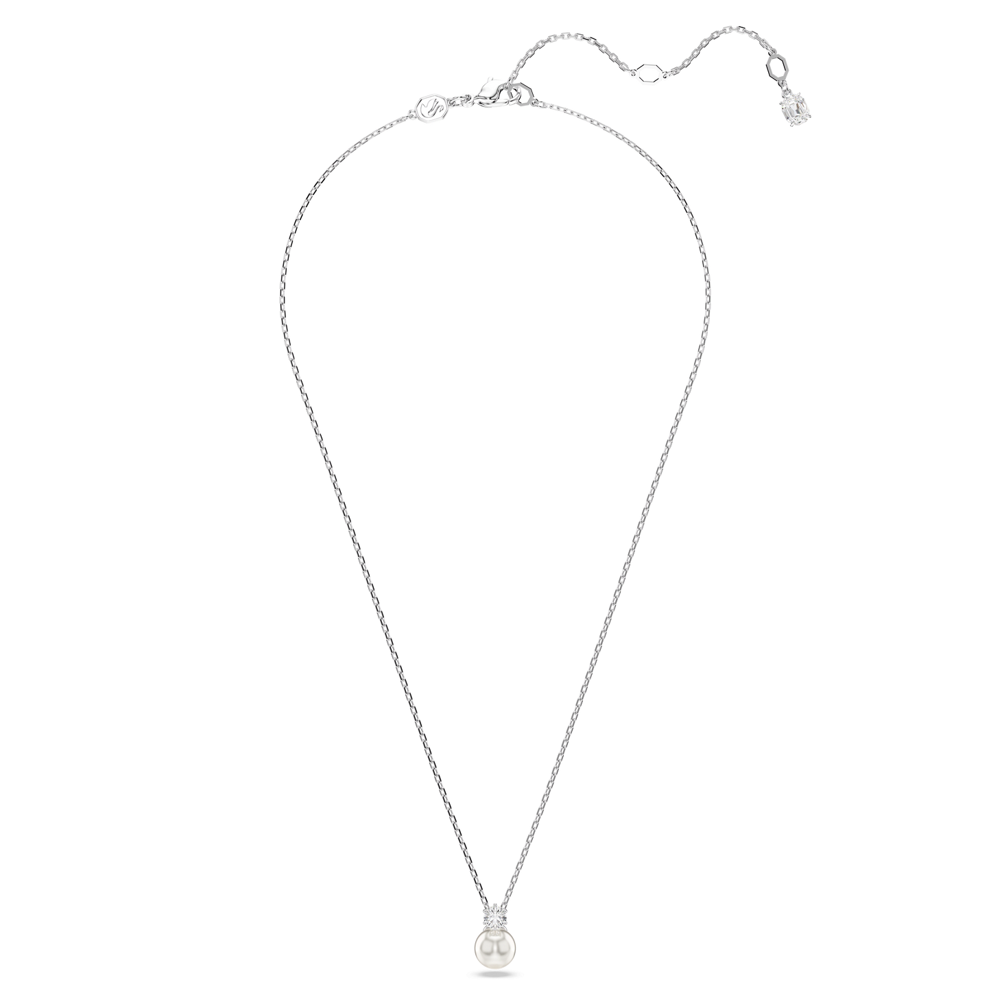 Matrix pendant, Crystal pearl, Round cut, White, Rhodium plated 5693897