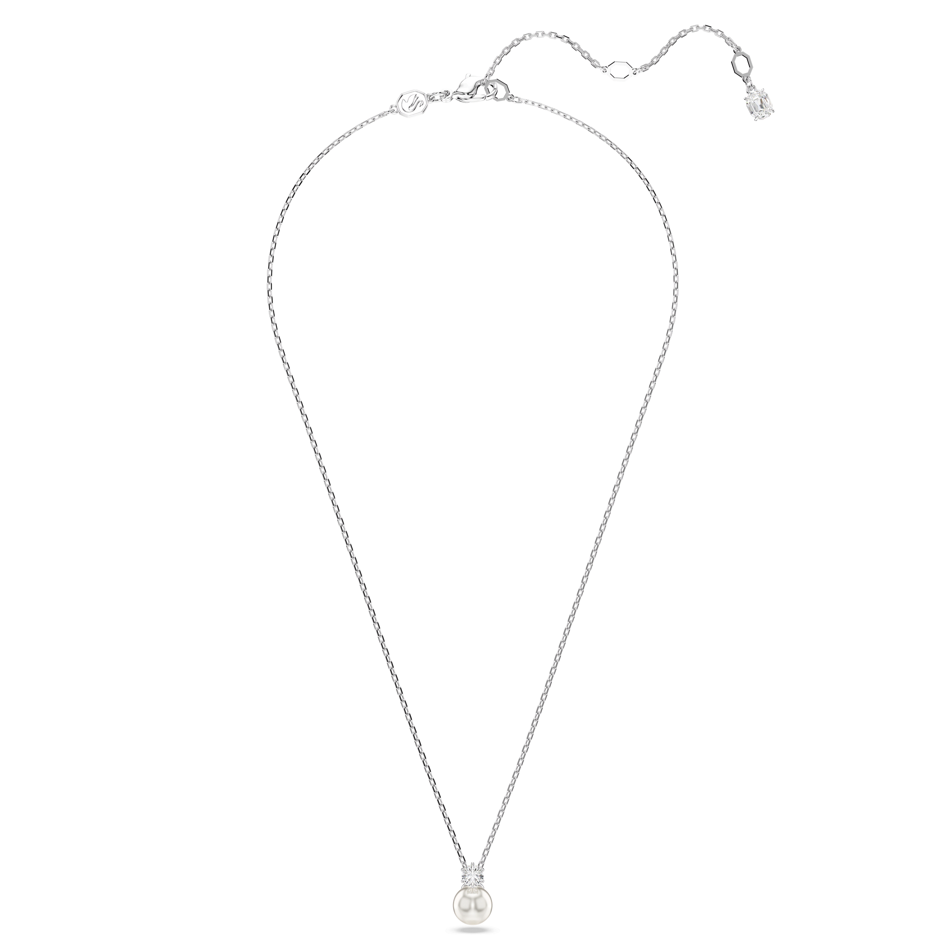 Matrix pendant, Crystal pearl, Round cut, White, Rhodium plated 5693897