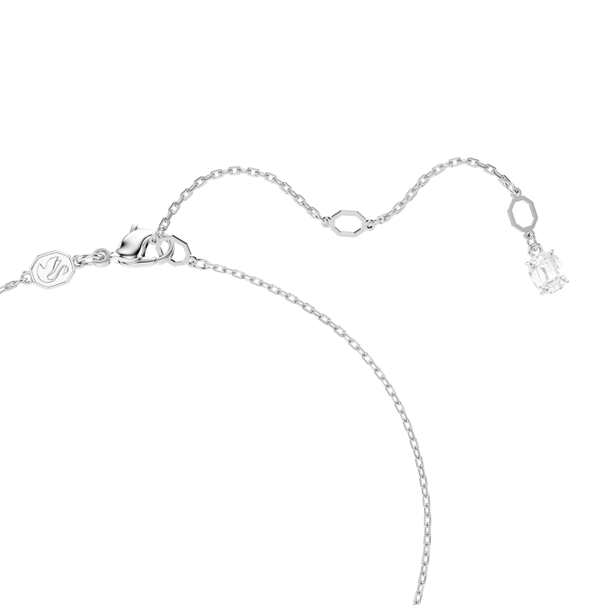 Matrix pendant, Crystal pearl, Round cut, White, Rhodium plated 5693897