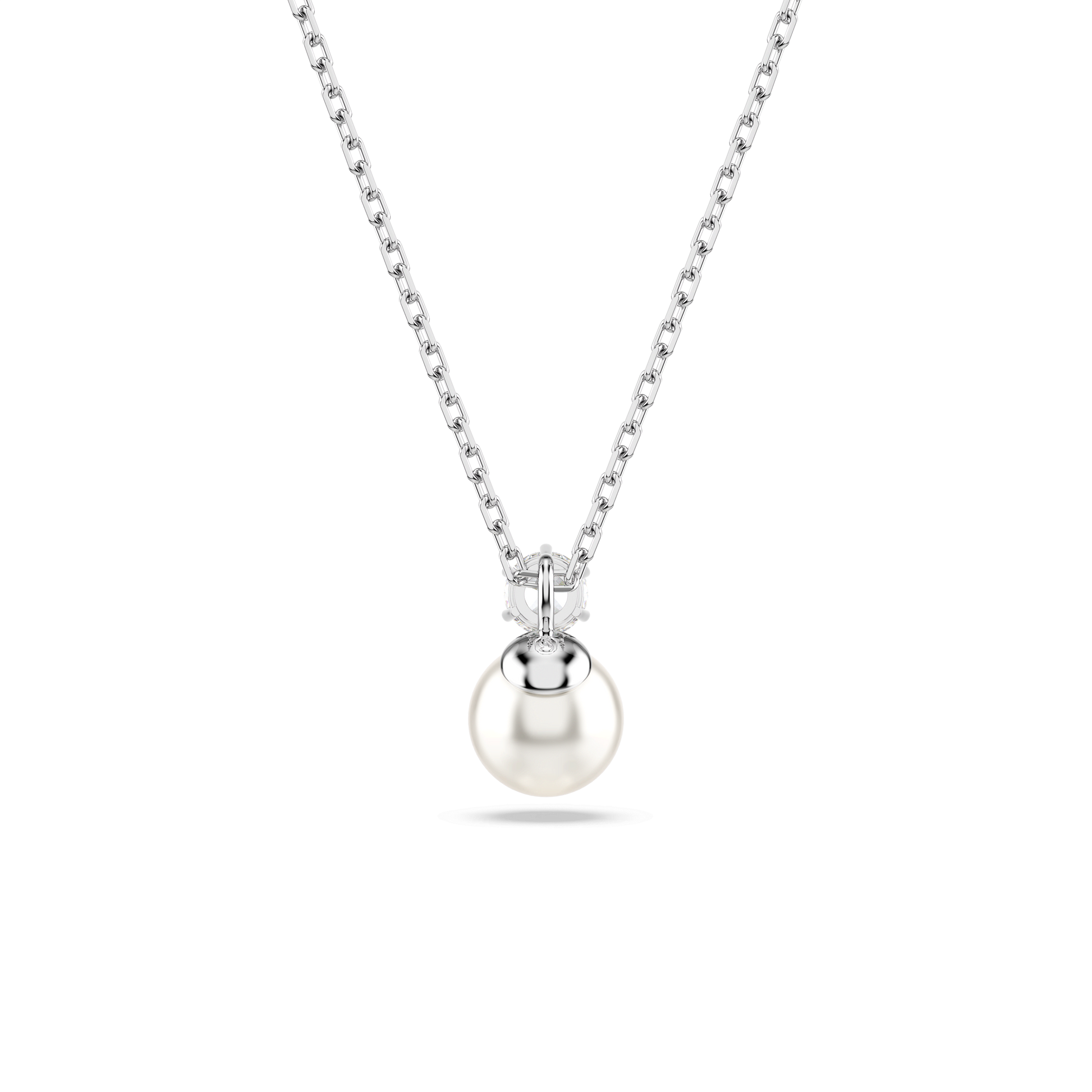 Matrix pendant, Crystal pearl, Round cut, White, Rhodium plated 5693897