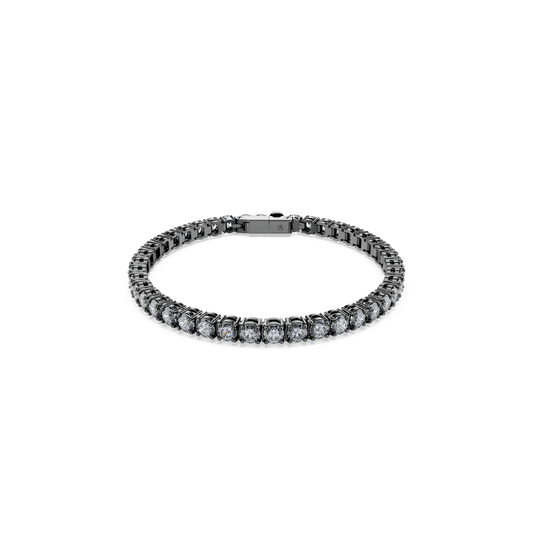 Matrix Tennis bracelet, Round cut, Gray, Ruthenium plated 5693927