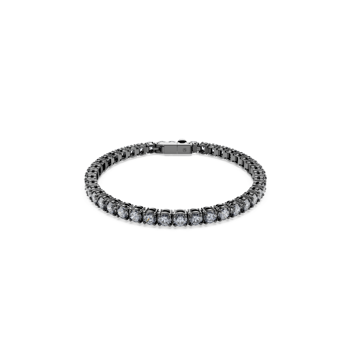 Matrix Tennis bracelet, Round cut, Gray, Ruthenium plated 5693928
