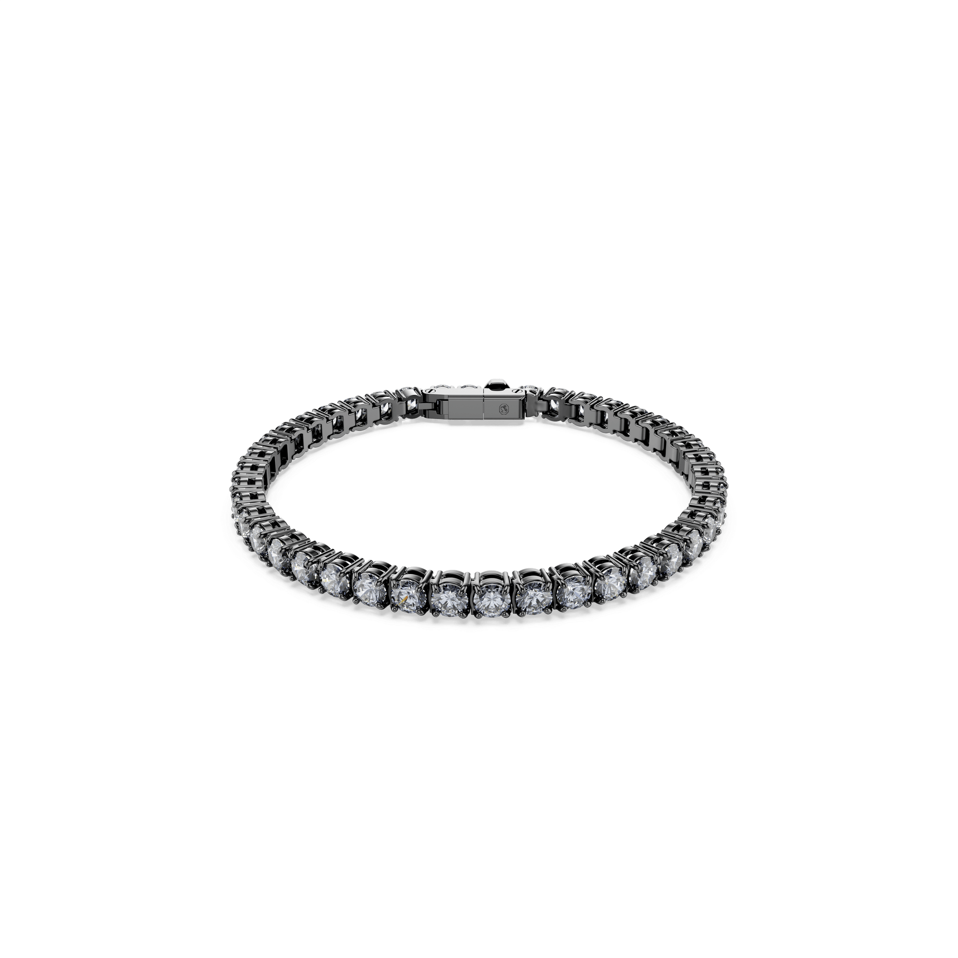 Matrix Tennis bracelet, Round cut, Gray, Ruthenium plated 5693928