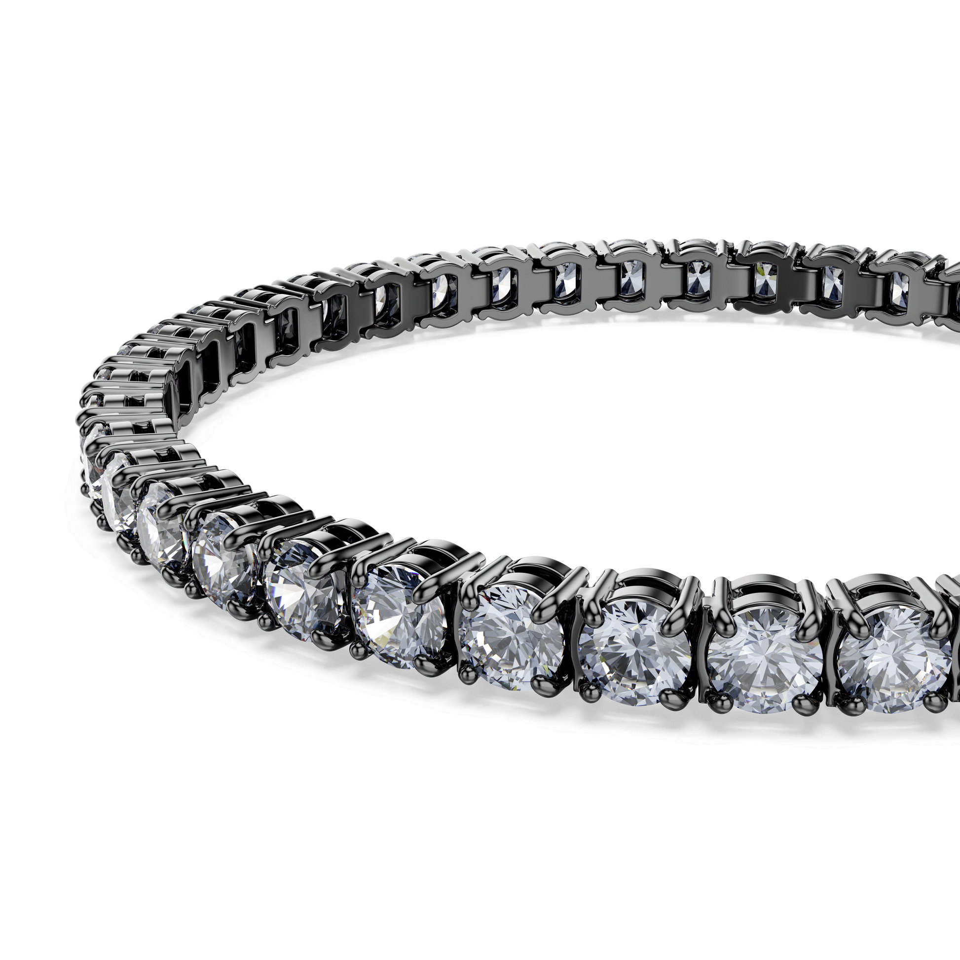 Matrix Tennis bracelet, Round cut, Gray, Ruthenium plated 5693928