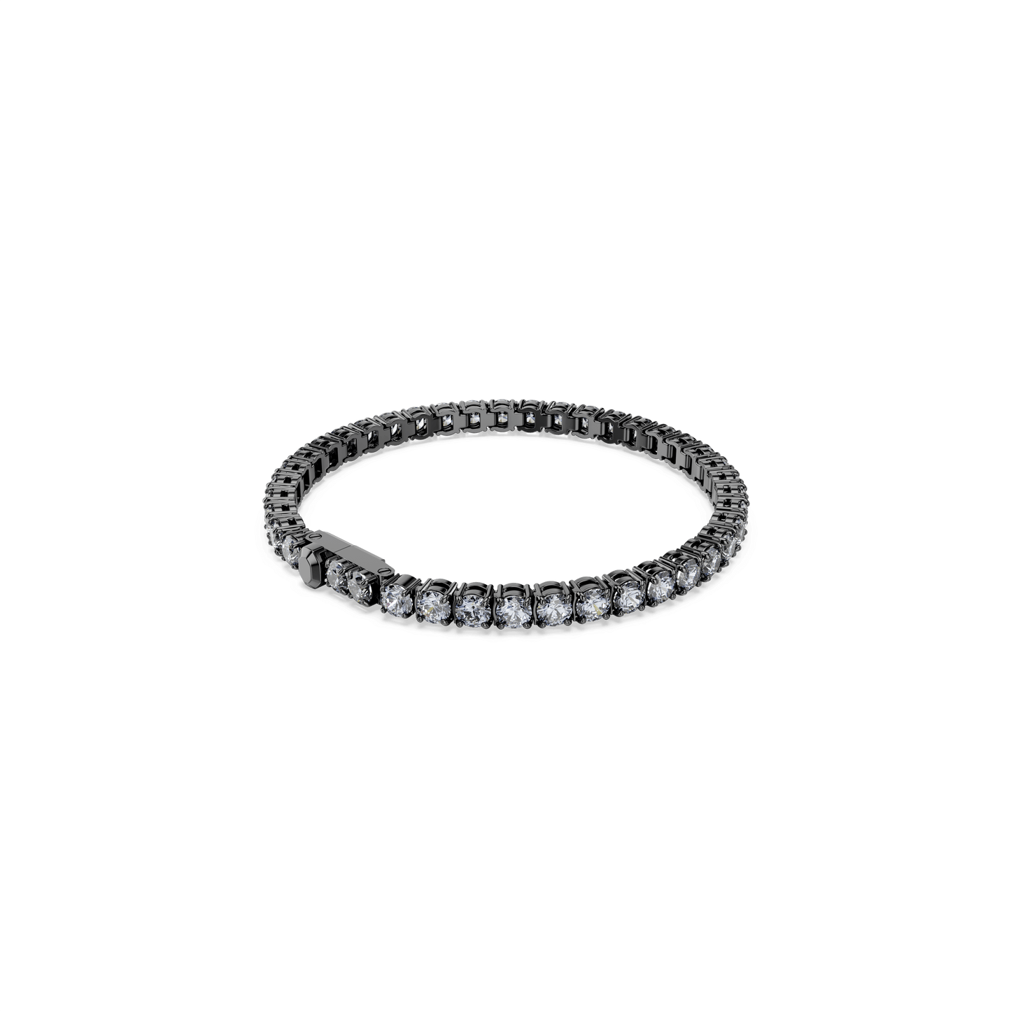 Matrix Tennis bracelet, Round cut, Gray, Ruthenium plated 5693928