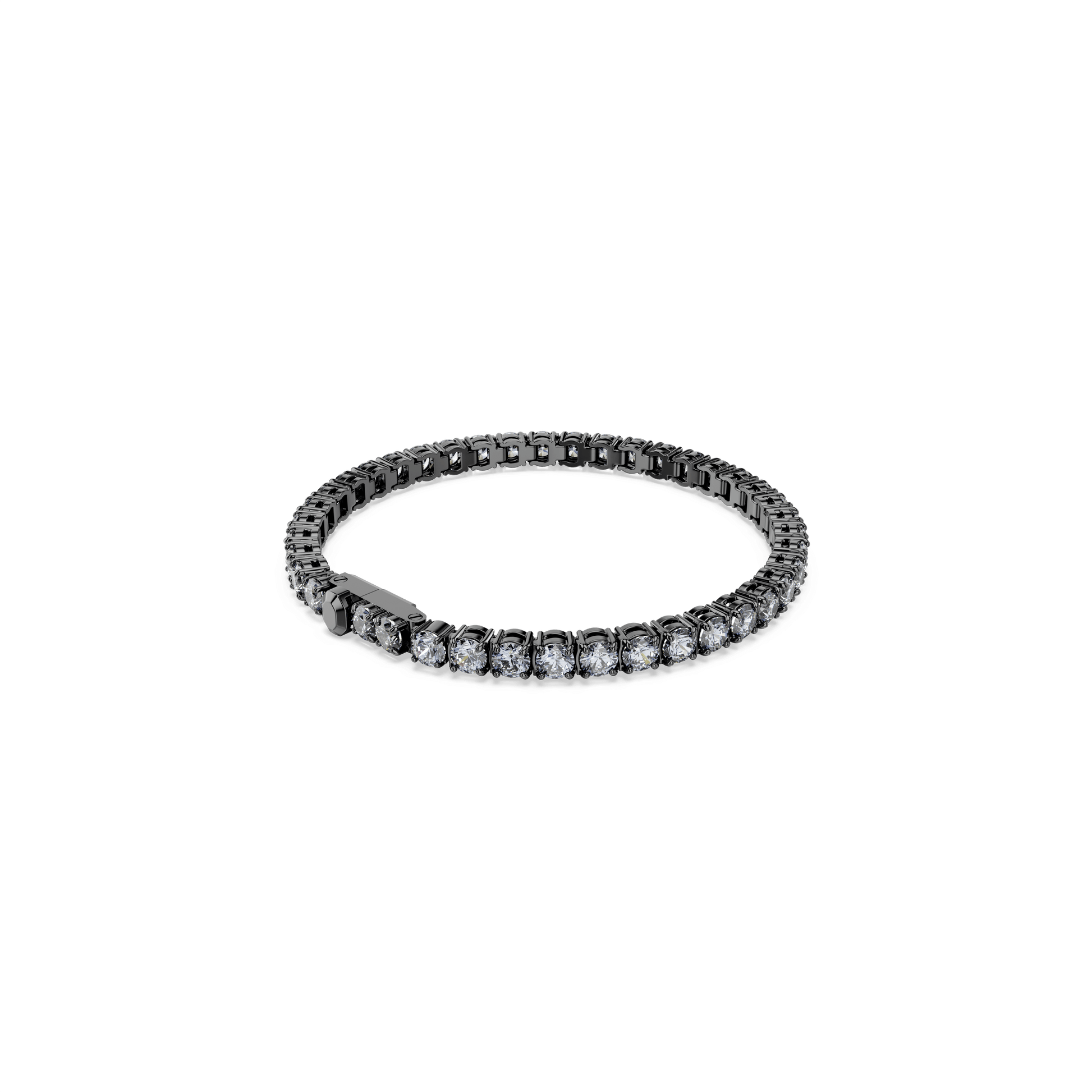 Matrix Tennis bracelet, Round cut, Gray, Ruthenium plated 5693928
