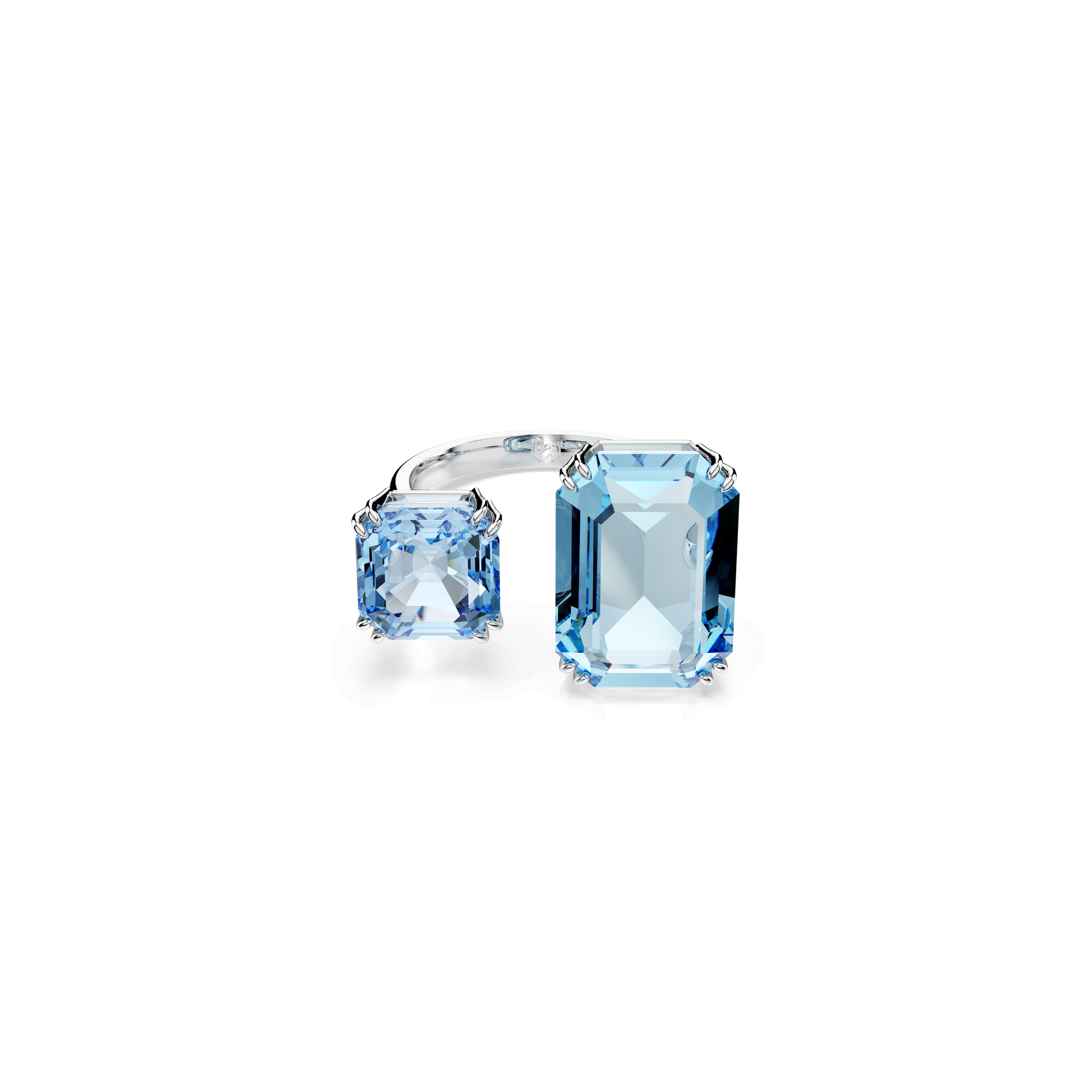 Millenia open ring, Octagon cut, Blue, Rhodium plated 5694139