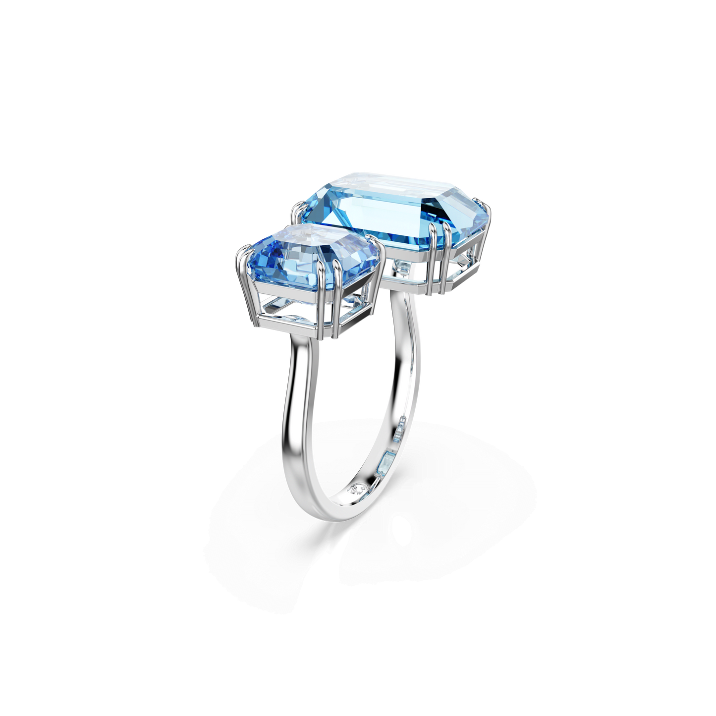 Millenia open ring, Octagon cut, Blue, Rhodium plated 5694139