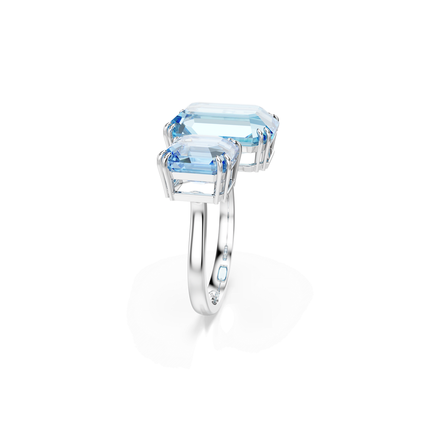 Millenia open ring, Octagon cut, Blue, Rhodium plated 5694139
