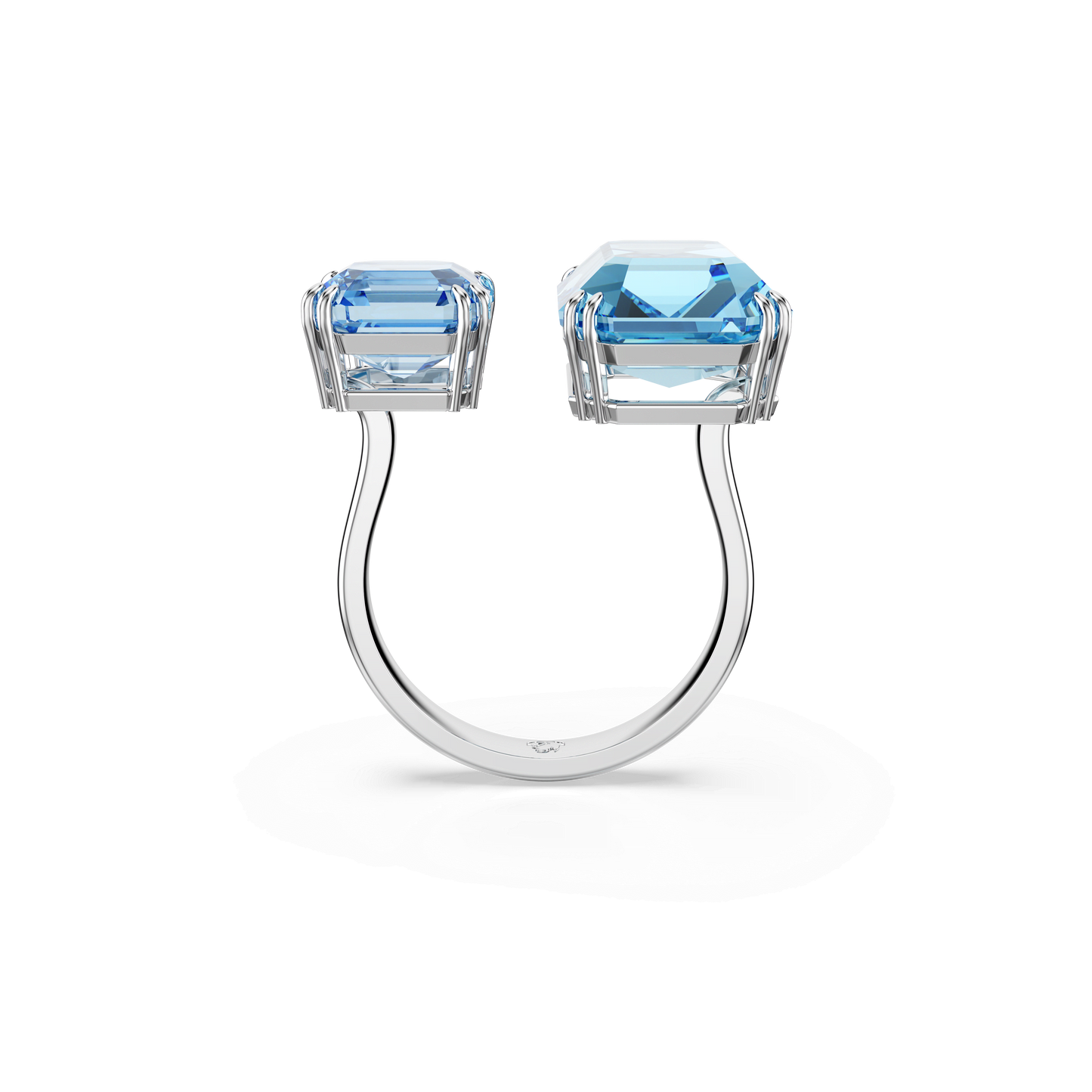 Millenia open ring, Octagon cut, Blue, Rhodium plated 5694139