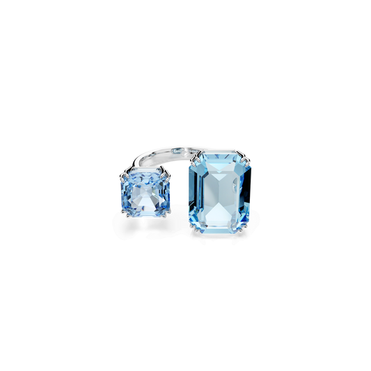 Millenia open ring, Octagon cut, Blue, Rhodium plated 5694141