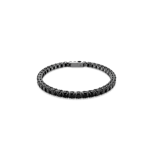 Matrix Tennis bracelet, Round cut, Black, Ruthenium plated 5696031