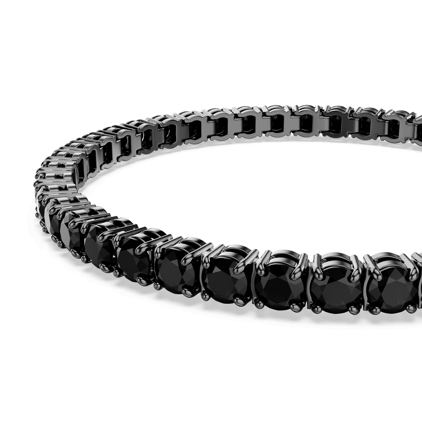 Matrix Tennis bracelet, Round cut, Black, Ruthenium plated 5696032
