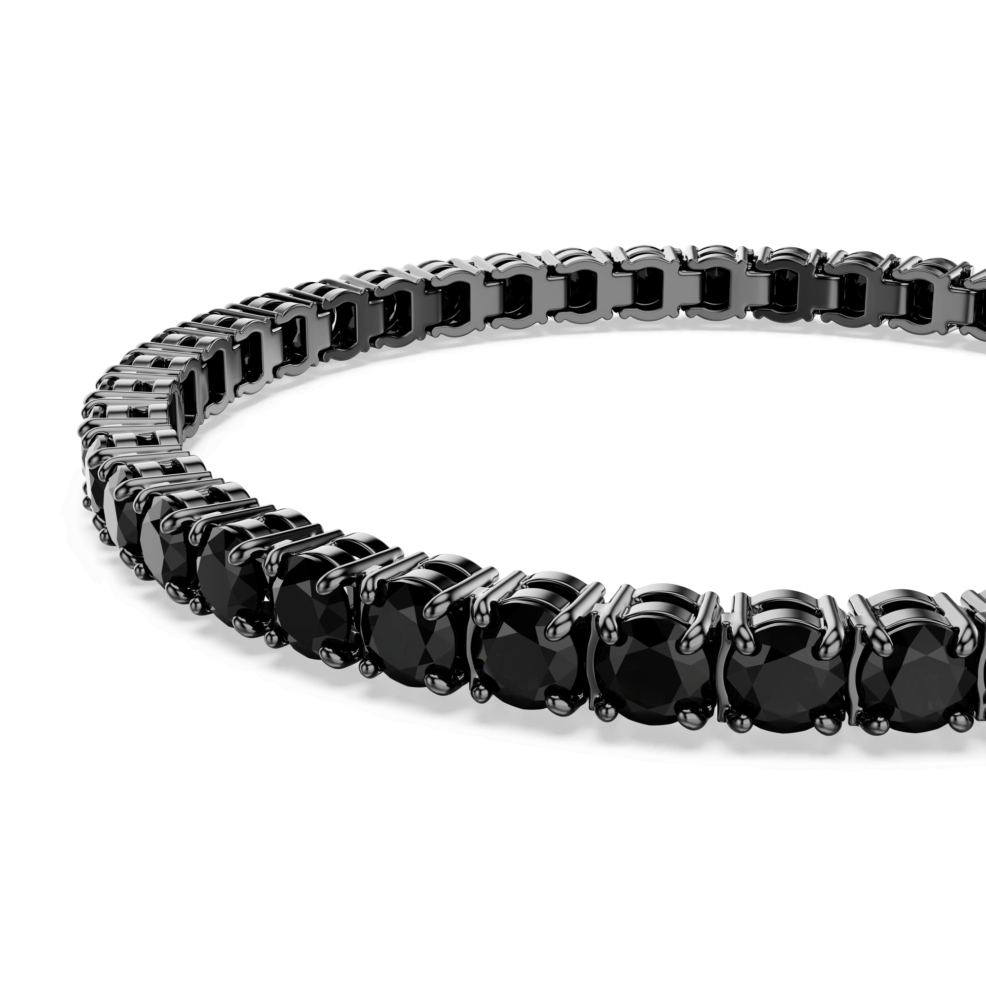 Matrix Tennis bracelet, Round cut, Black, Ruthenium plated 5696032