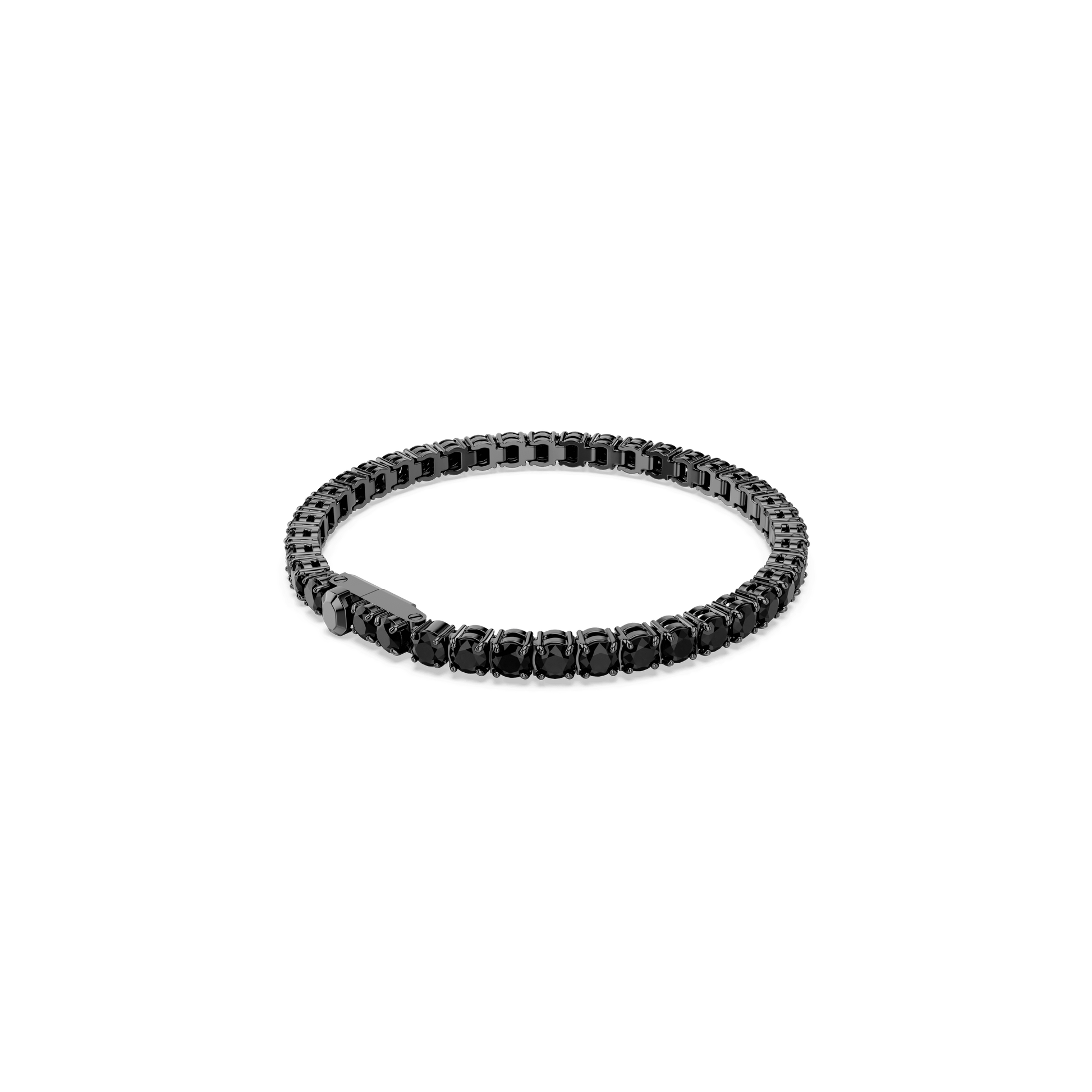 Matrix Tennis bracelet, Round cut, Black, Ruthenium plated 5696032