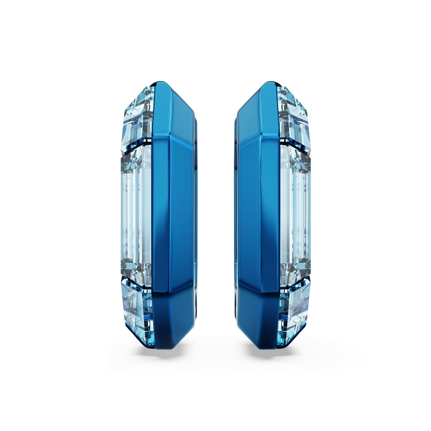 Lucent hoop earrings, Octagon shape, Small, Blue 5696038