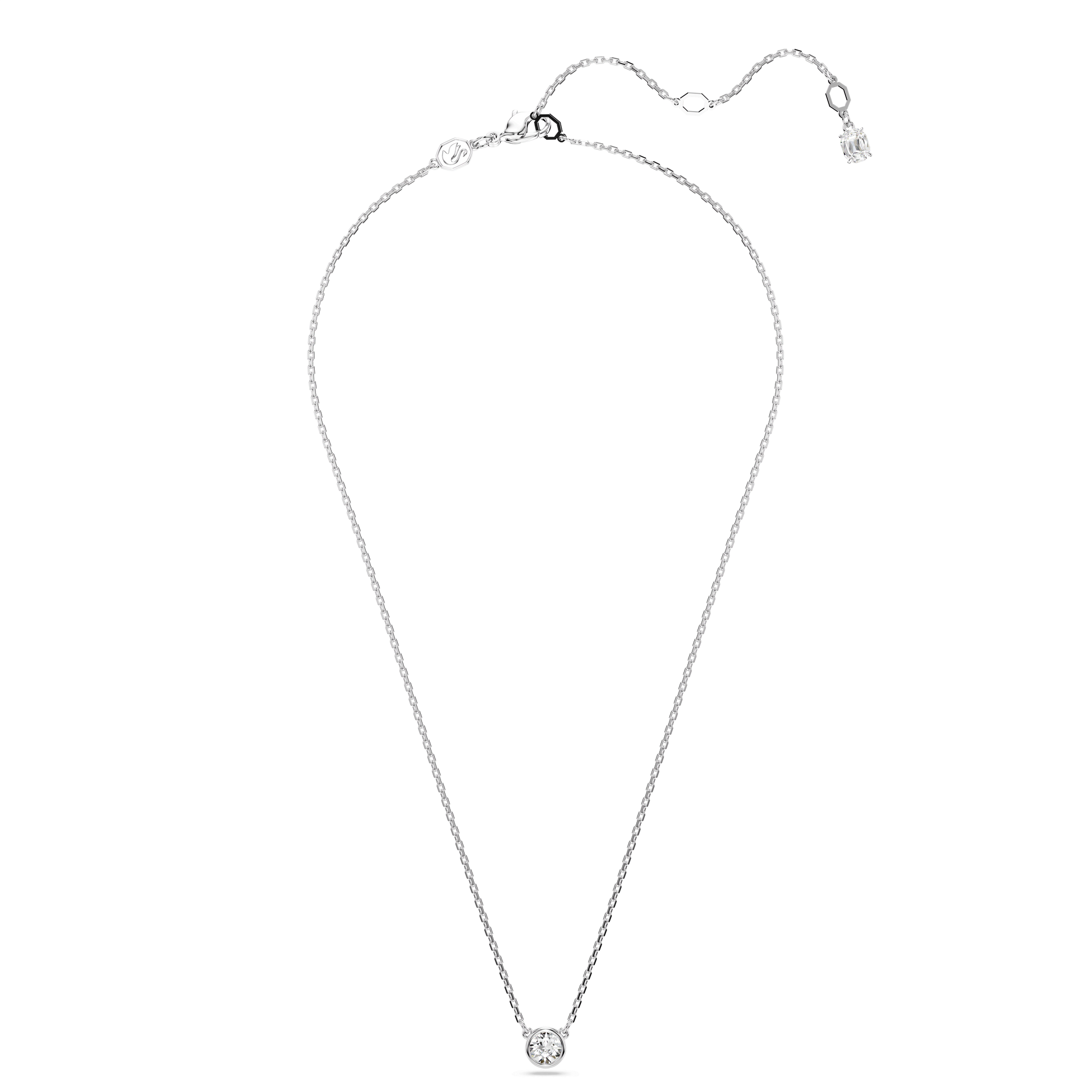 Imber pendant, Round cut, White, Rhodium plated 5696039