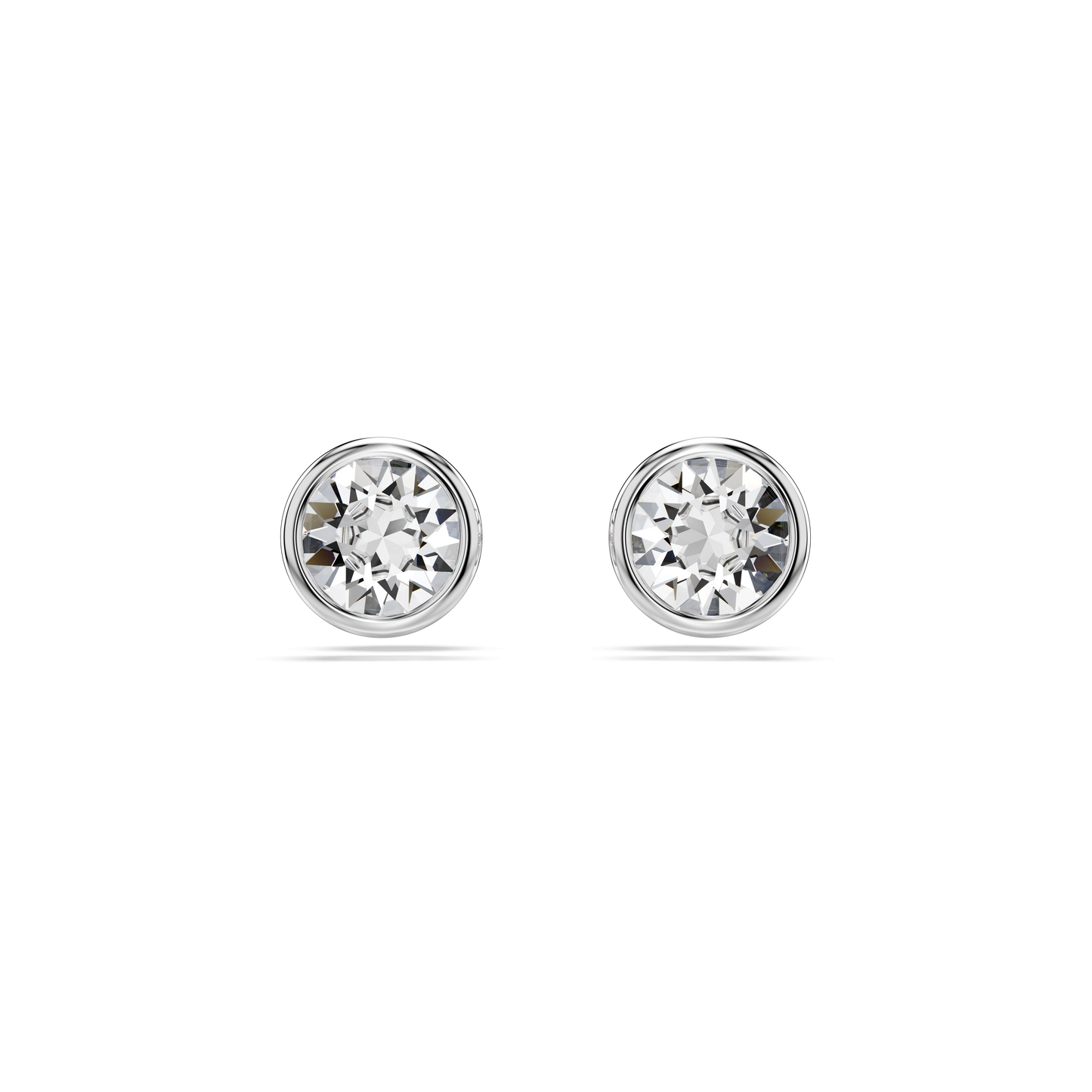 Imber stud earrings, Round cut, White, Rhodium plated 5696073