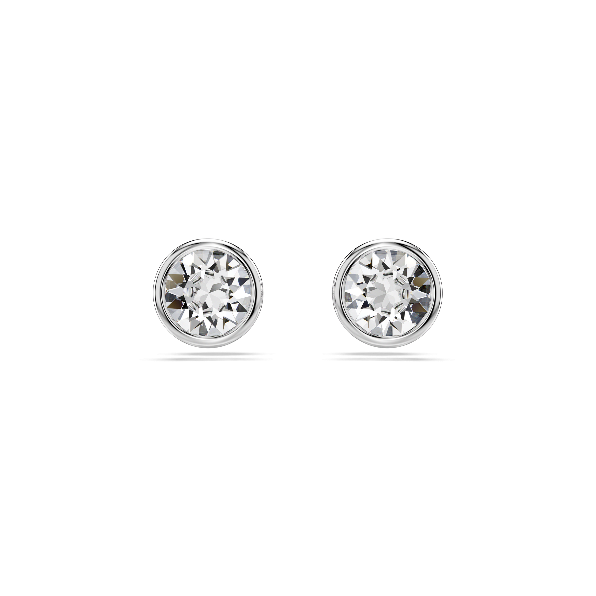 Imber stud earrings, Round cut, White, Rhodium plated 5696073