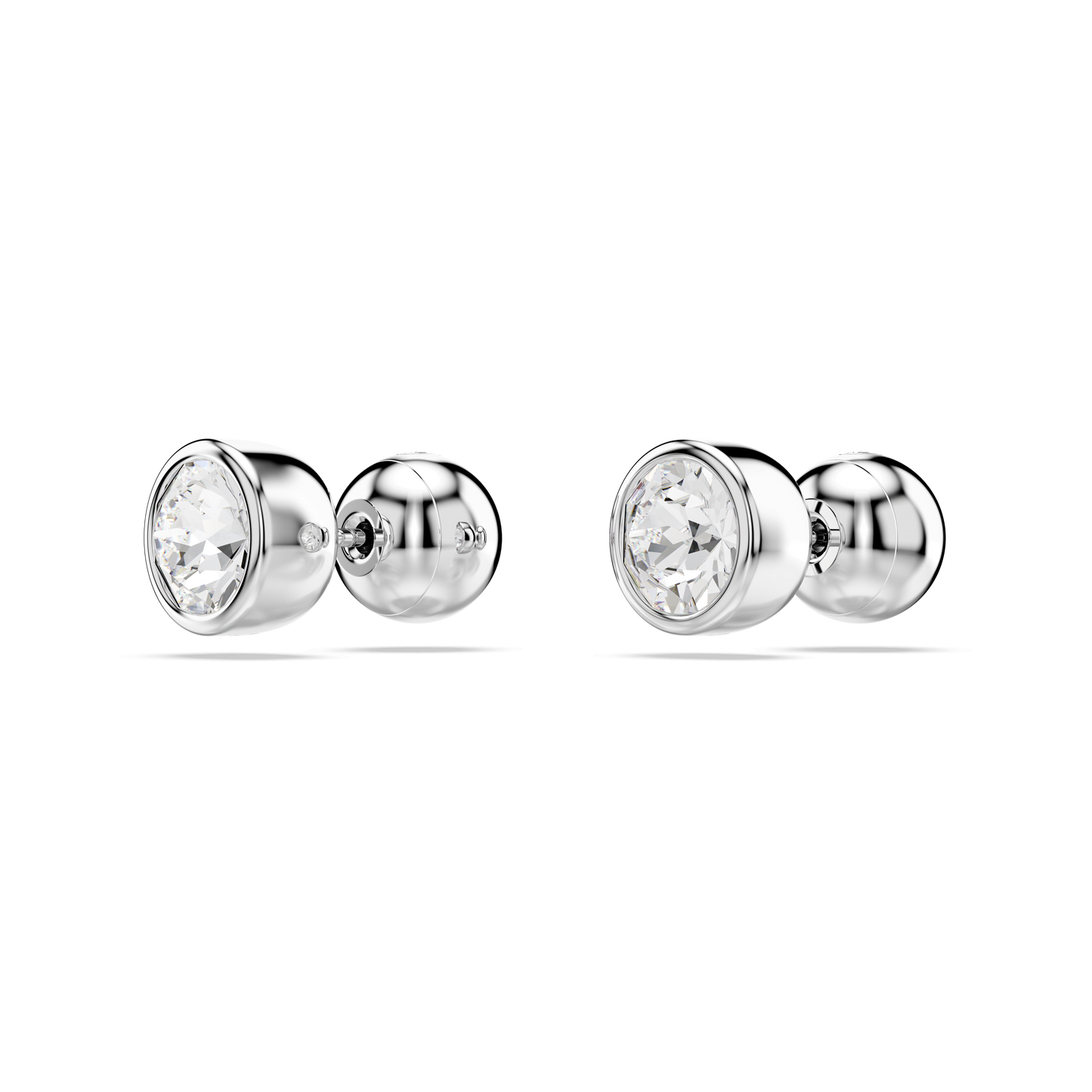 Imber stud earrings, Round cut, White, Rhodium plated 5696073