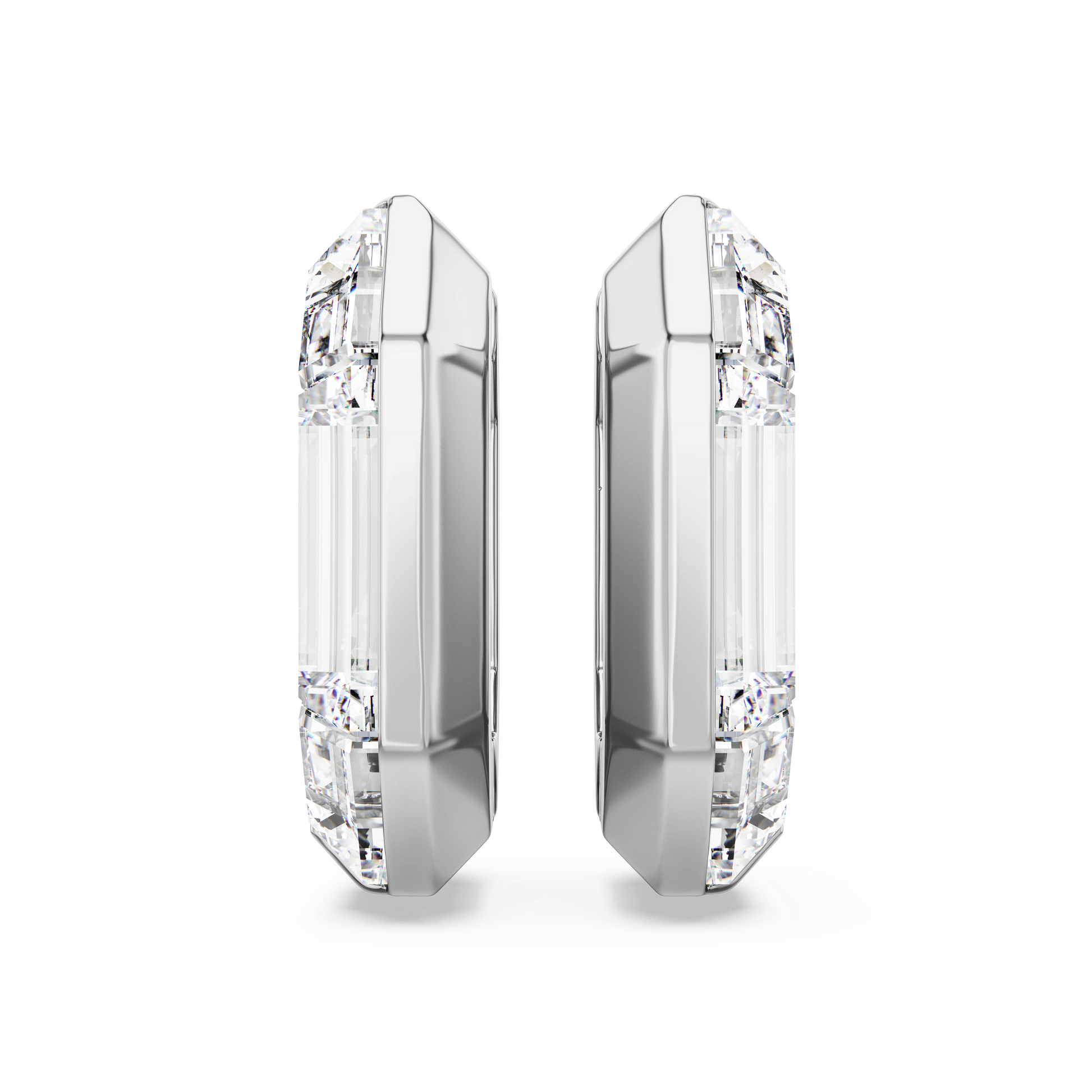 Lucent hoop earrings, Octagon shape, Small, White 5696289