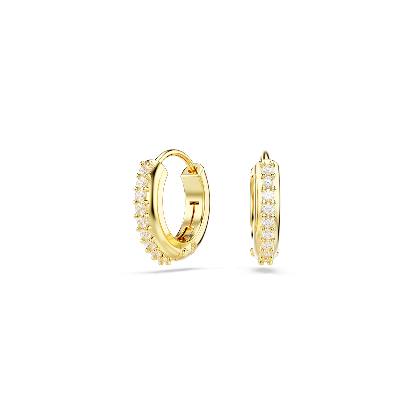 Matrix hoop earrings, Round cut, White, Gold-tone plated 5697228