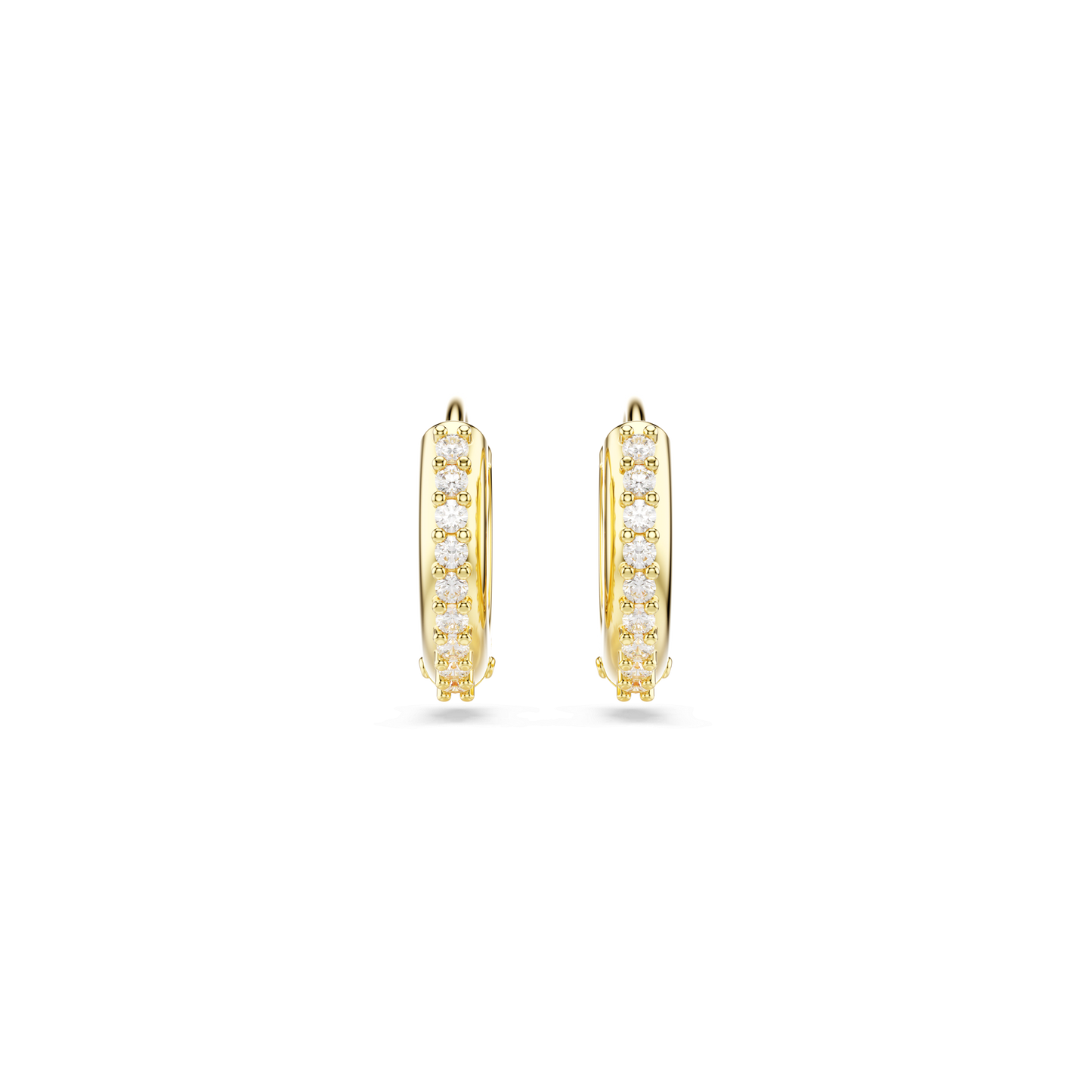 Matrix hoop earrings, Round cut, White, Gold-tone plated 5697228