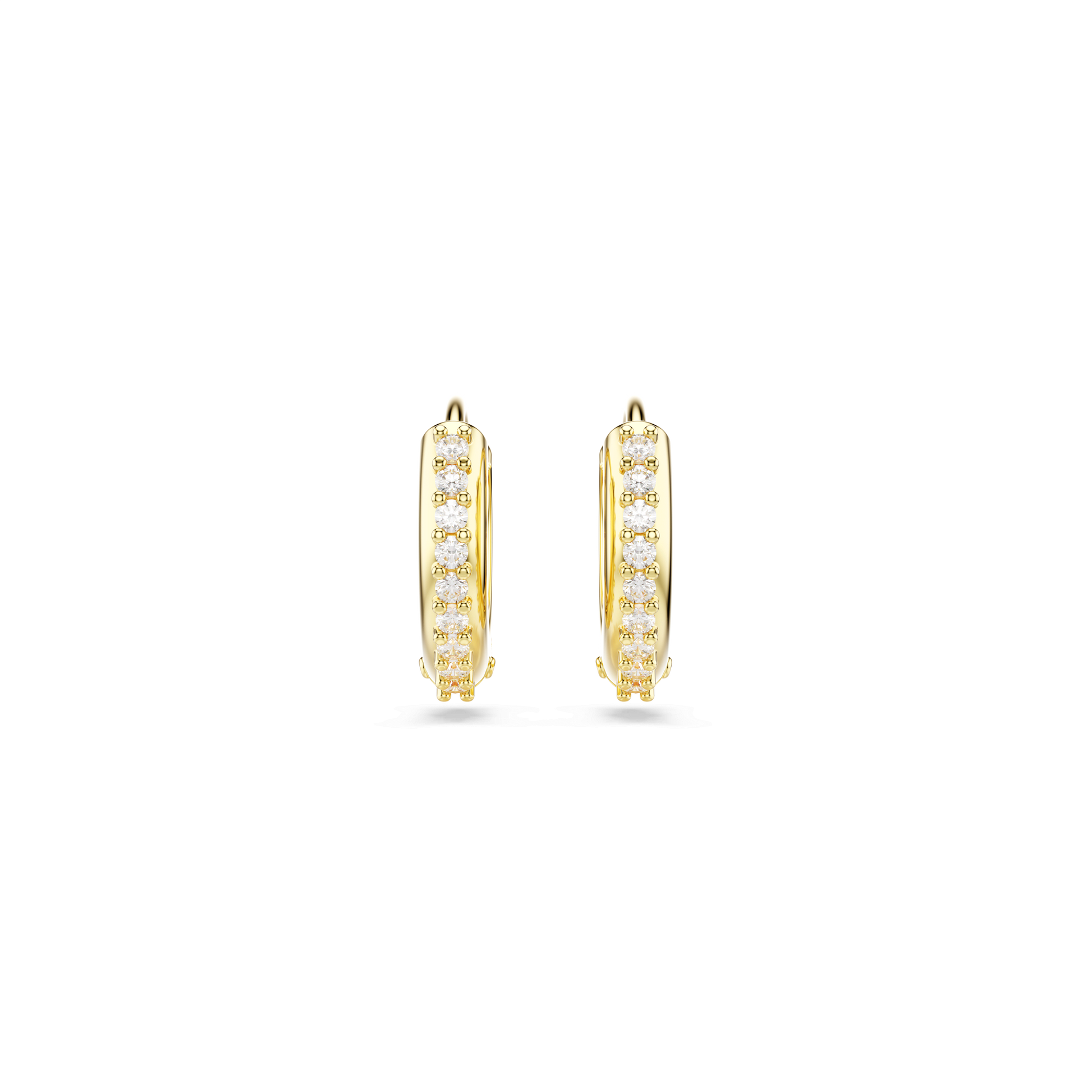 Matrix hoop earrings, Round cut, White, Gold-tone plated 5697228