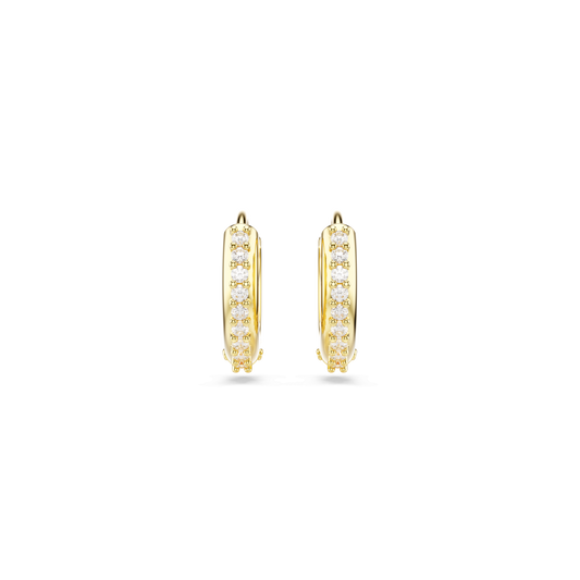 Matrix hoop earrings, Round cut, White, Gold-tone plated 5697228