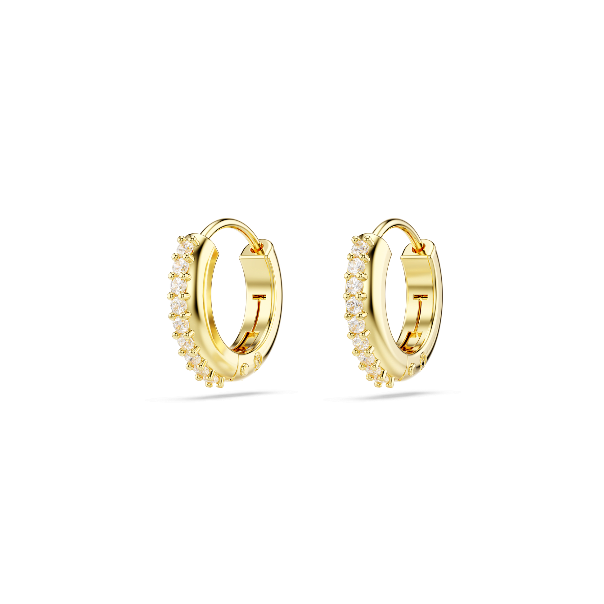 Matrix hoop earrings, Round cut, White, Gold-tone plated 5697228