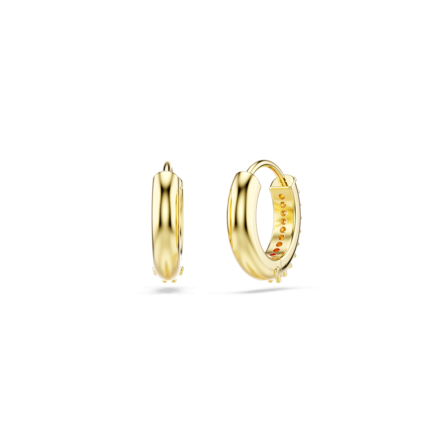 Matrix hoop earrings, Round cut, White, Gold-tone plated 5697228
