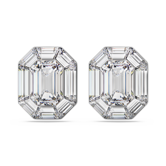 Swarovski Lucent clip earrings, Octagon cut, White