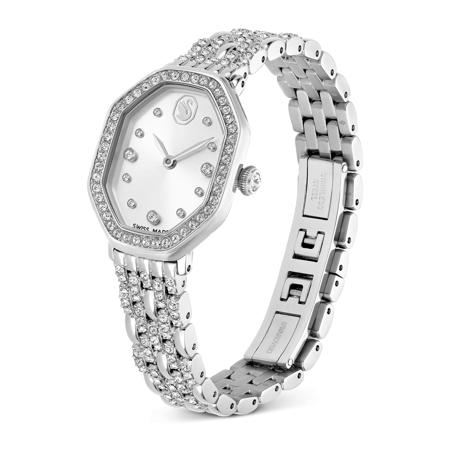 Dextera octagon watch, Swiss Made, Metal bracelet, Silver tone, Stainless steel 5698690
