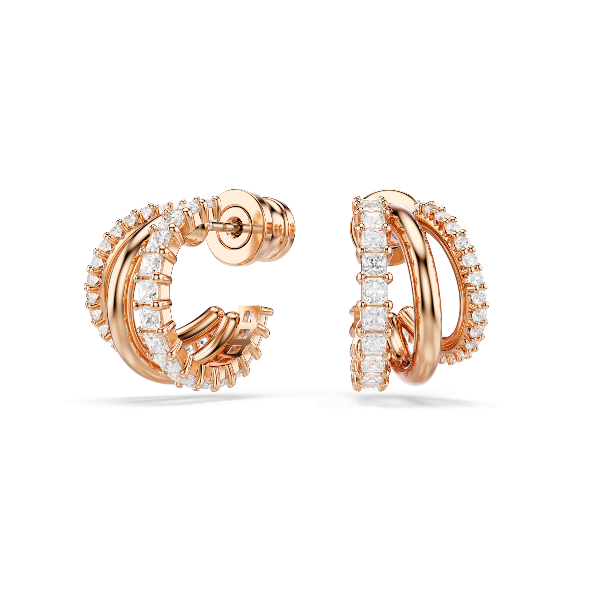 Hyperbola hoop earrings, Mixed cuts, Mini, White, Rose gold-tone plated 5698702