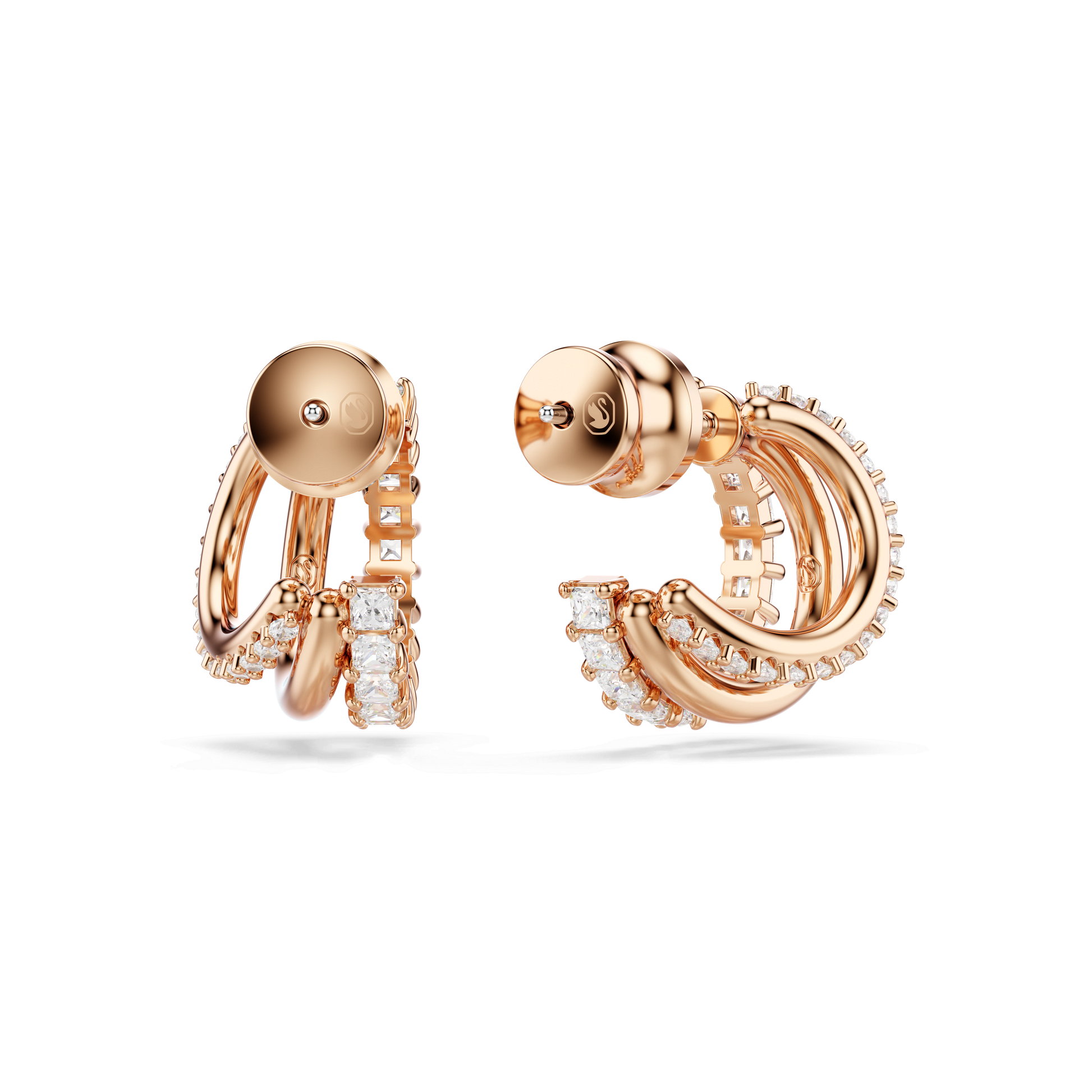 Hyperbola hoop earrings, Mixed cuts, Mini, White, Rose gold-tone plated 5698702