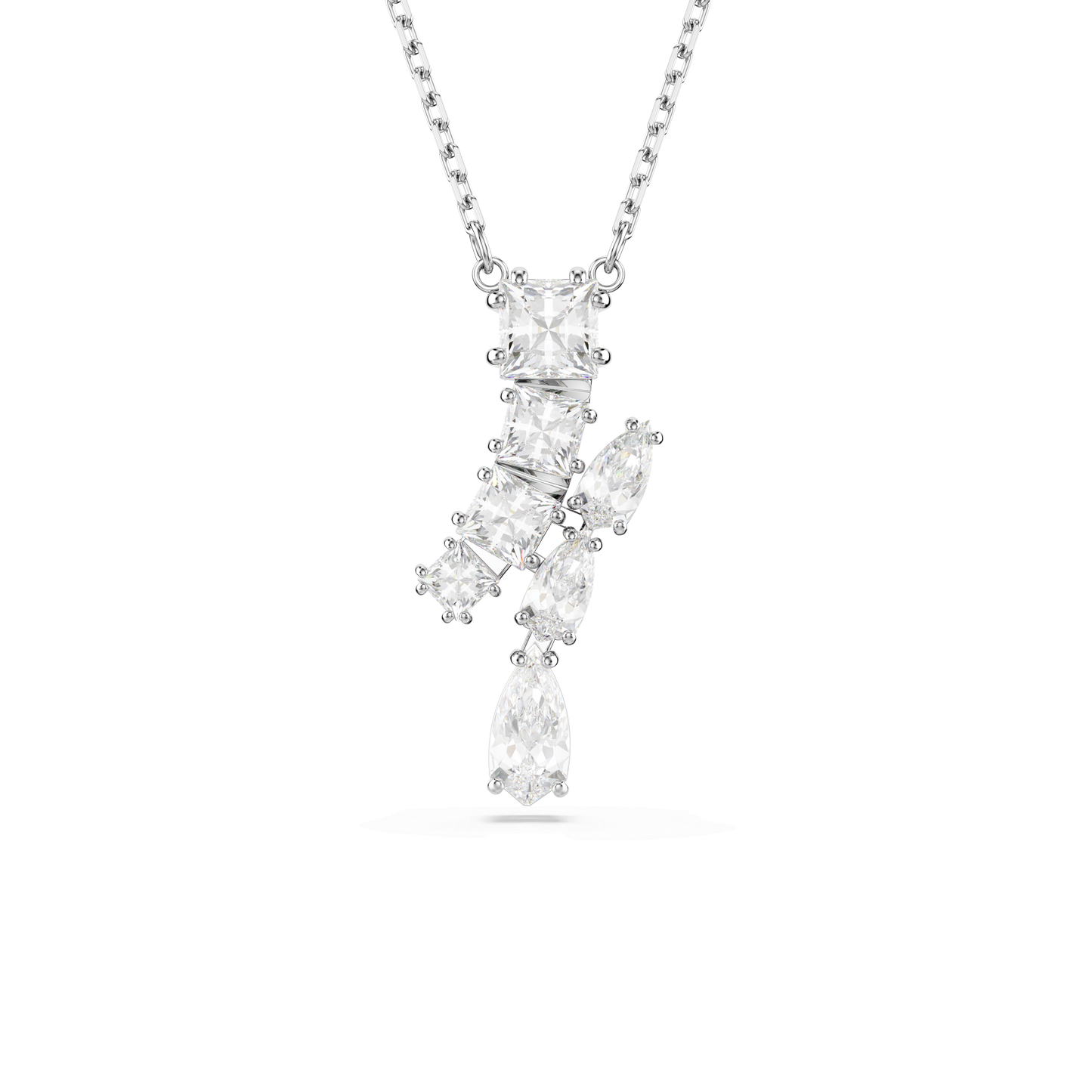 Matrix pendant, Mixed cuts, White, Rhodium plated 5700420