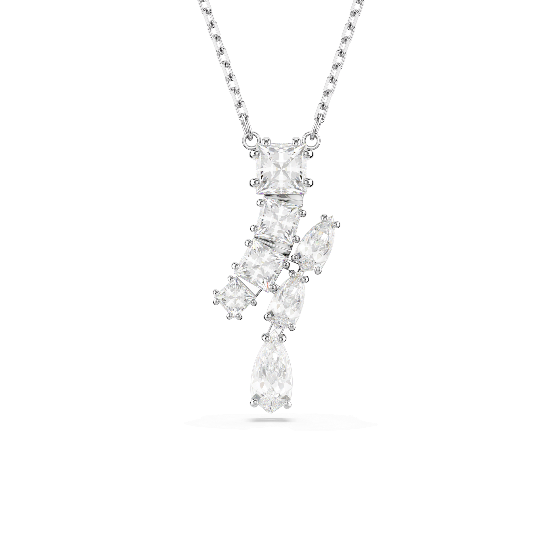 Matrix pendant, Mixed cuts, White, Rhodium plated 5700420