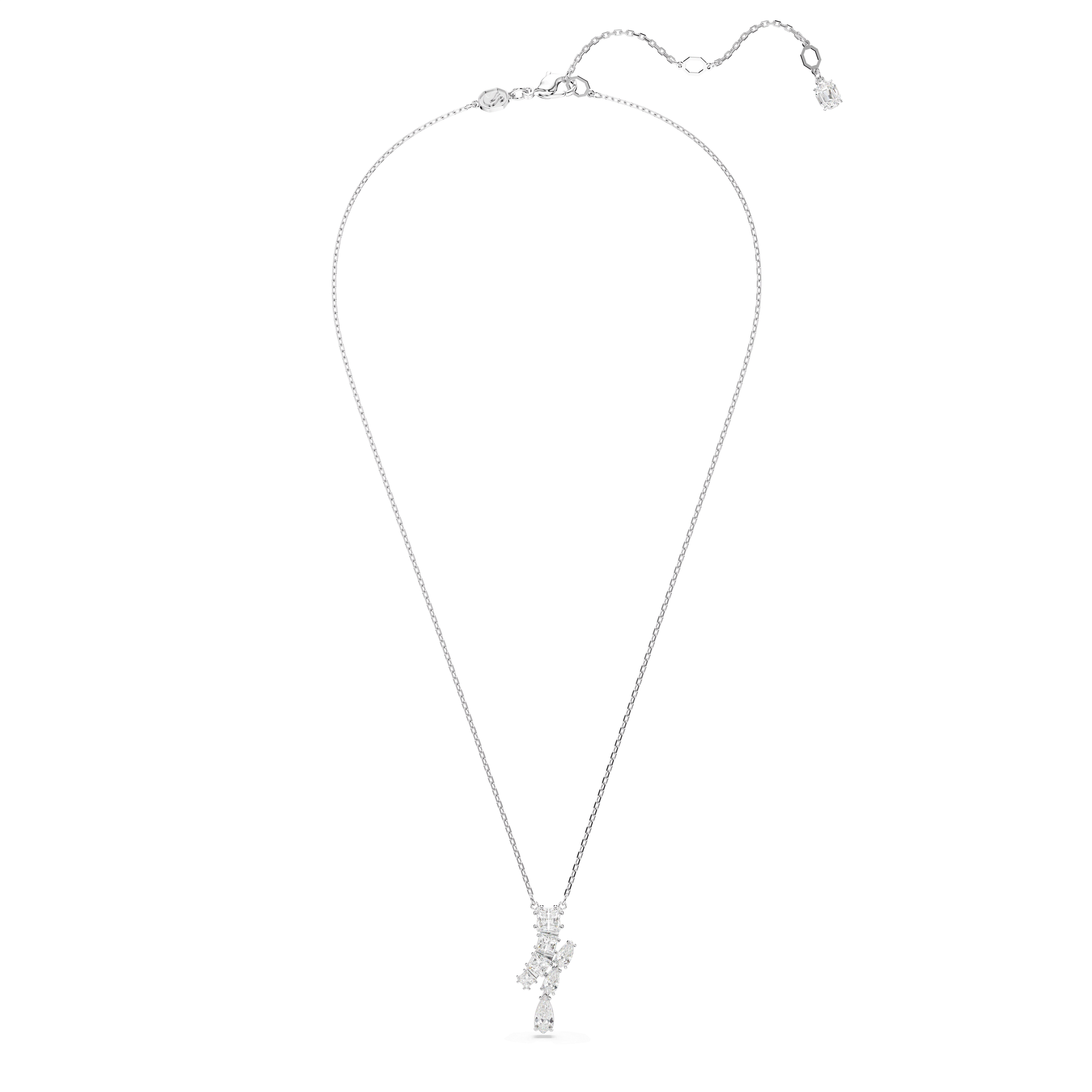 Matrix pendant, Mixed cuts, White, Rhodium plated 5700420