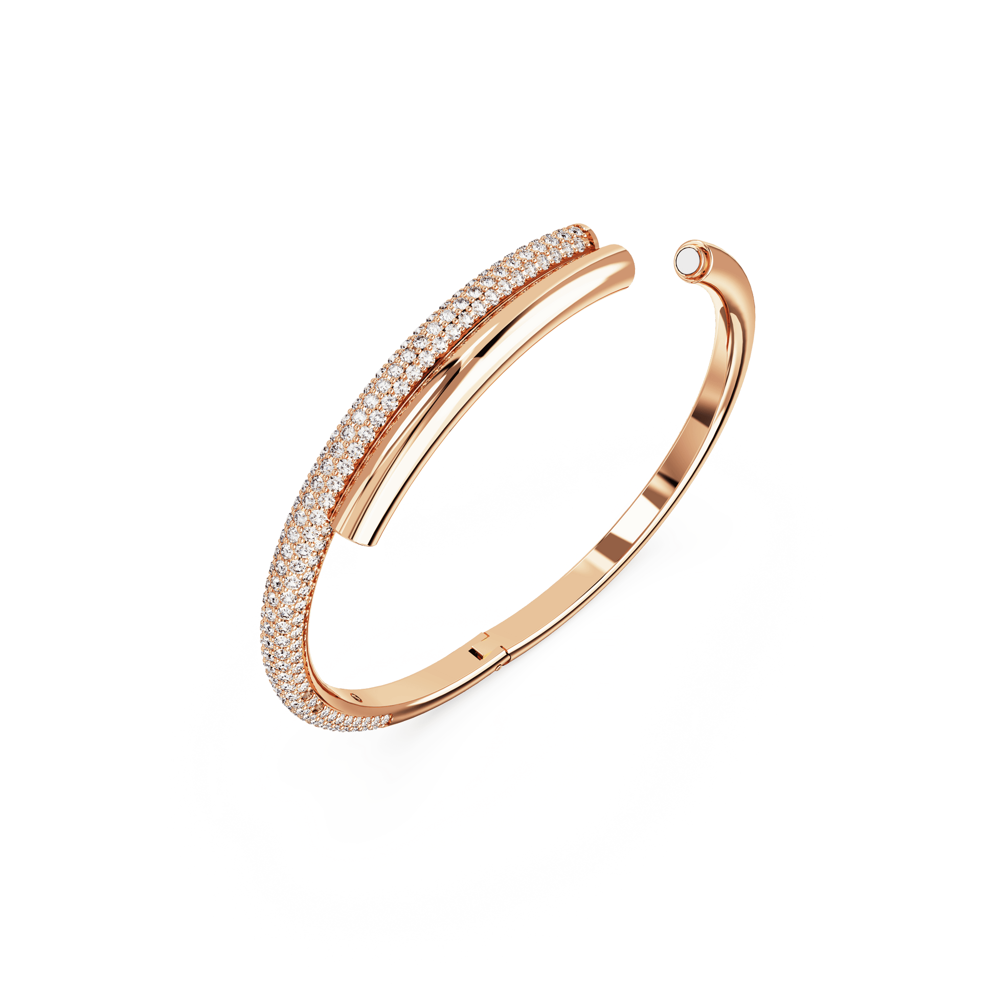 Dextera bangle, Magnetic closure, White, Rose gold-tone plated 5700932